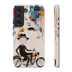 Custodia per telefono Samsung Galaxy "Vintage Grandpa Rider Motorcycle" | Paesaggio urbano illustrato