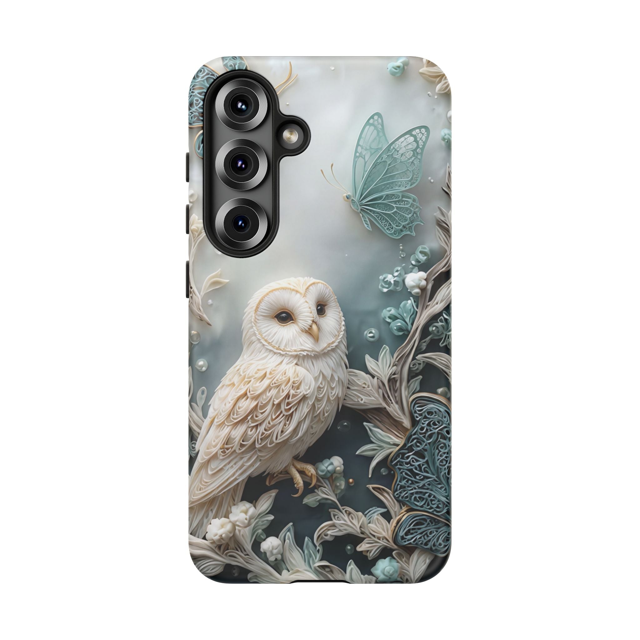 Barn Owl & Butterflies Tough Samsung Galaxy Case