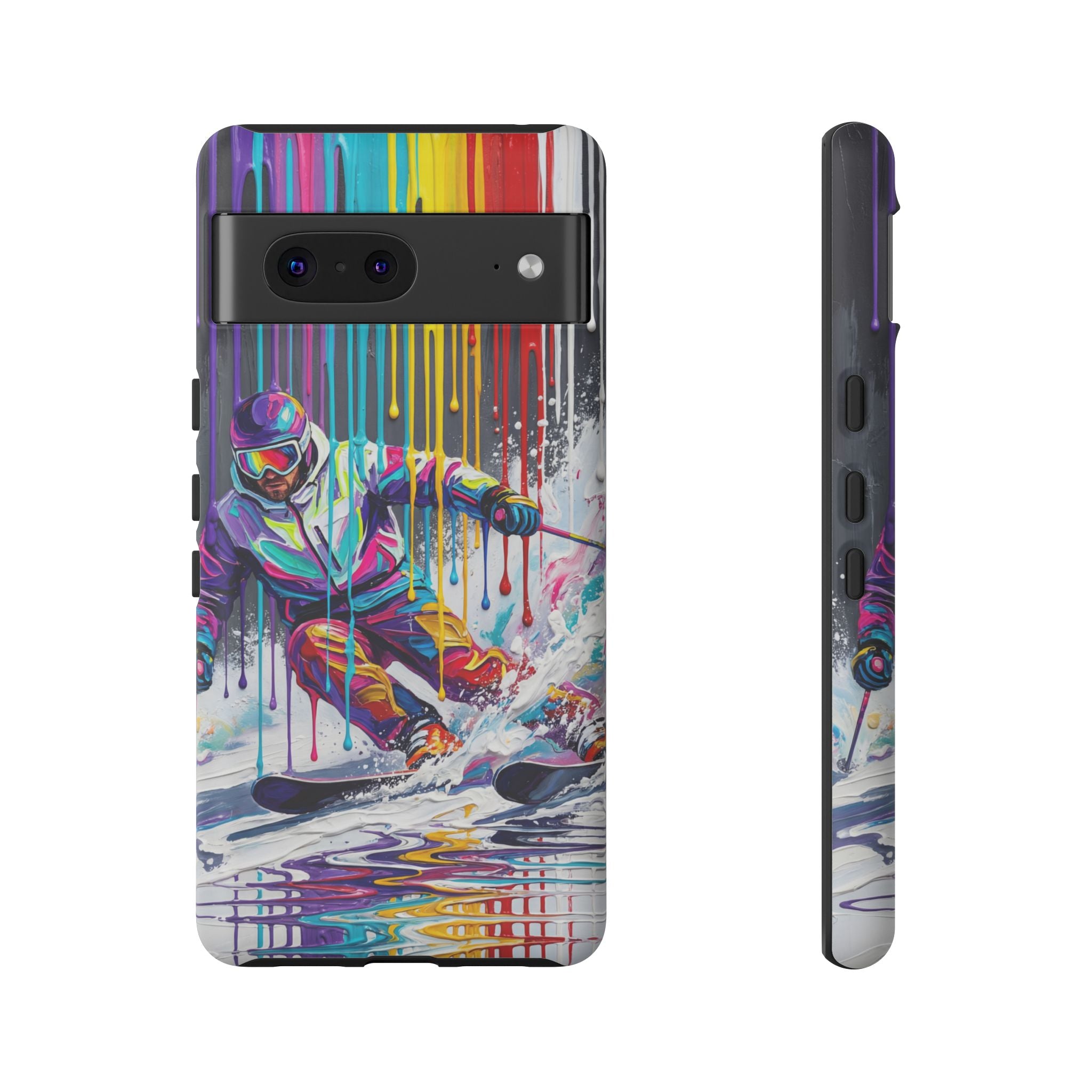 Colourful Skiing Drip Art Tough Google Pixel Phone Case