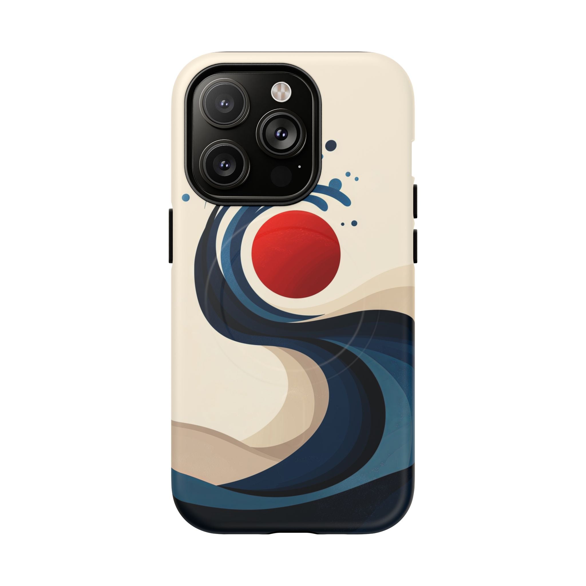 Abstract Wave MagSafe iPhone Case | Red Sun Ocean Art