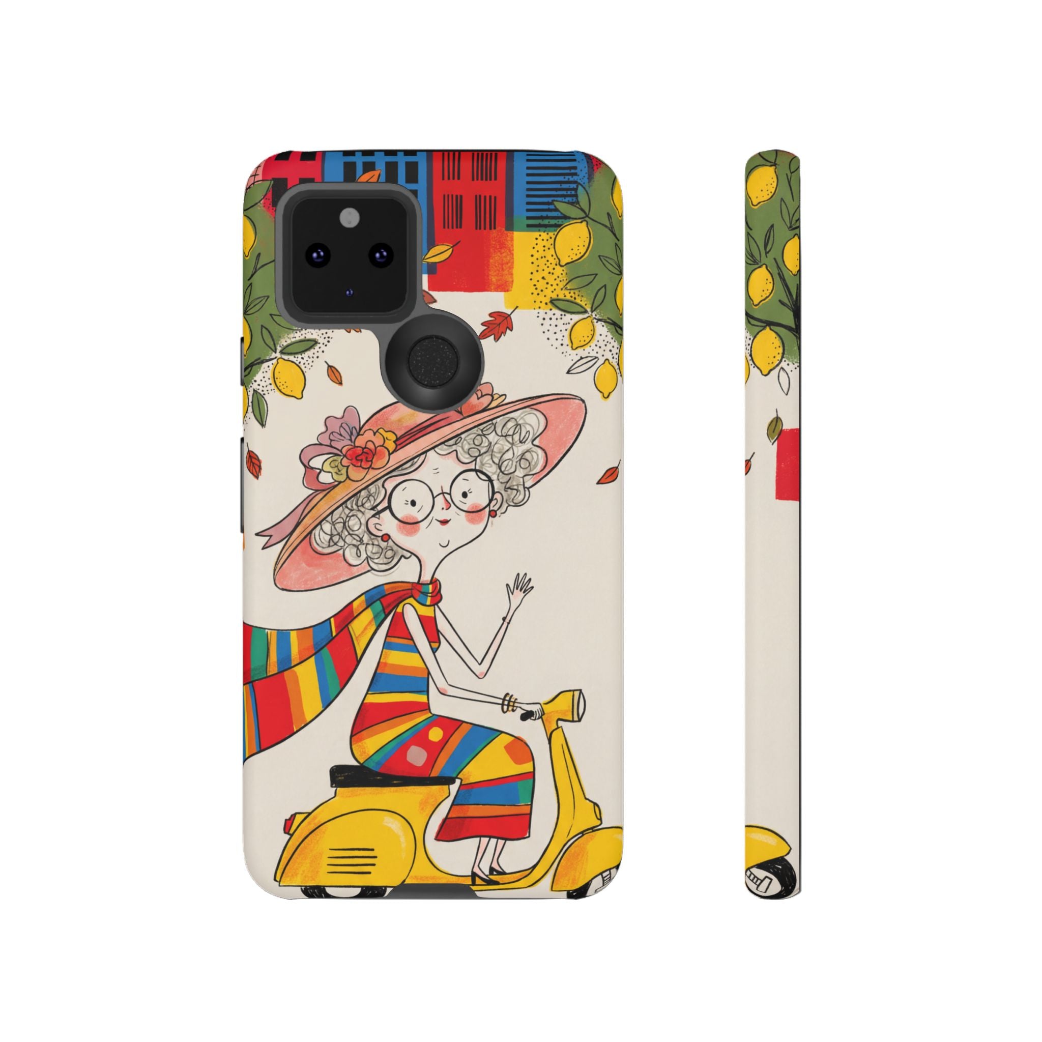 Vintage Scooter Granny Google Pixel Phone Case | Colourful Retro Elderly Lady Design