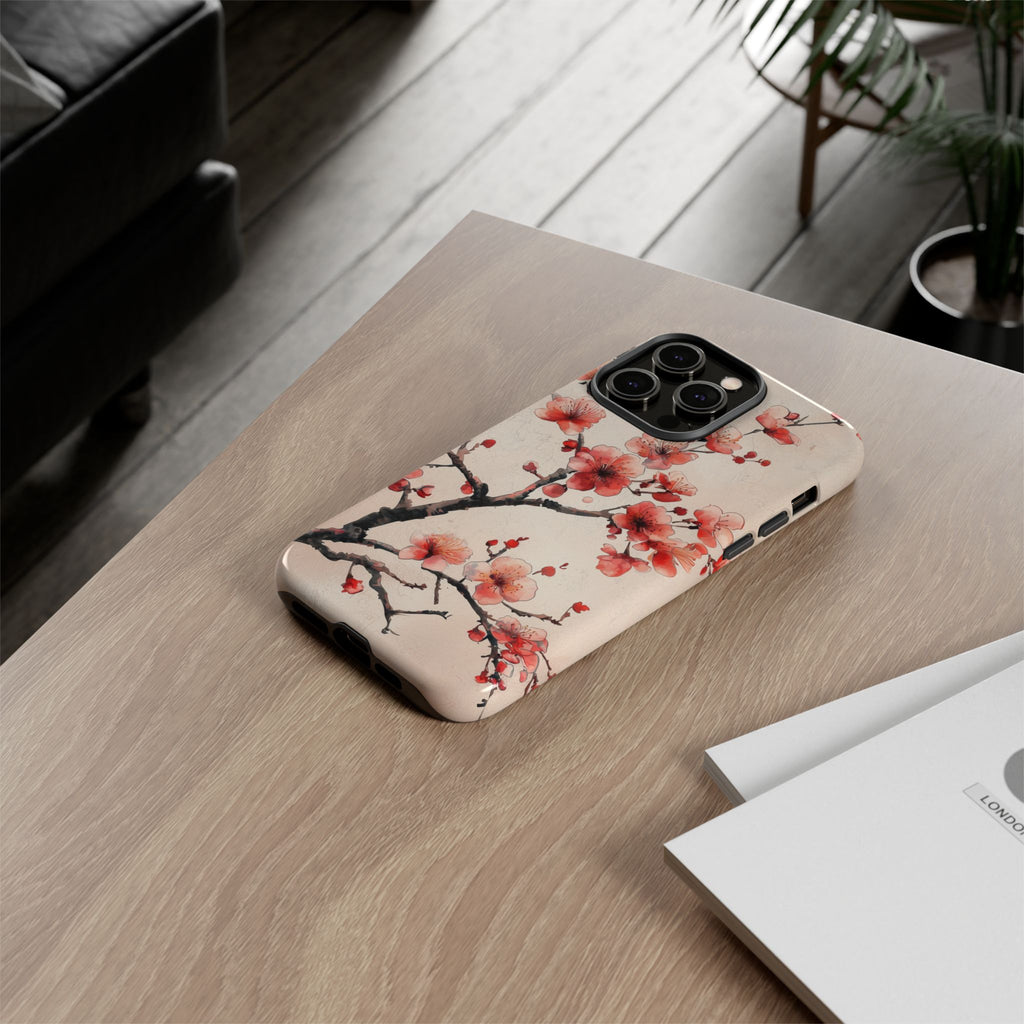 Cherry Blossom iPhone Case | Floral Tough Case with Pink Blossom Branch Design