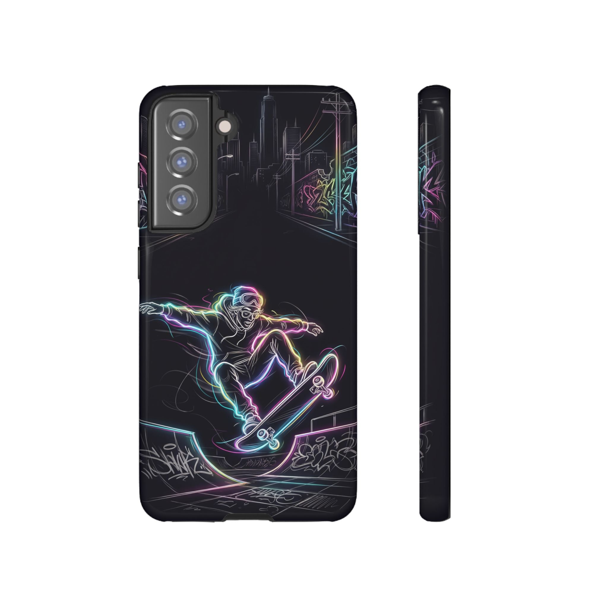 Neon Skateboard Samsung Galaxy Phone Case | Glow Skatepark Protective Cover