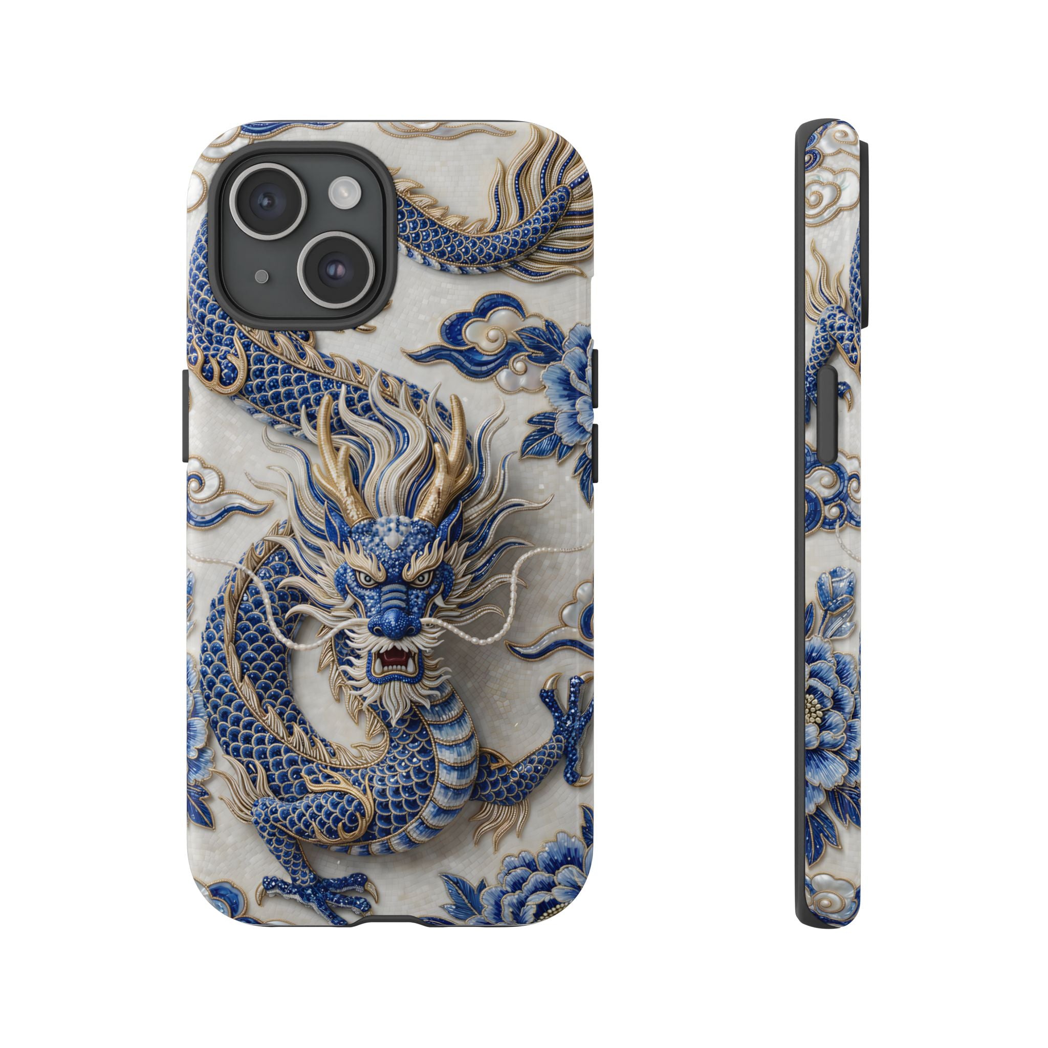 Asian Zodiac Dragon iPhone Case | Blue & White Porcelain Luxury Protective Case | Year of the Dragon Gift