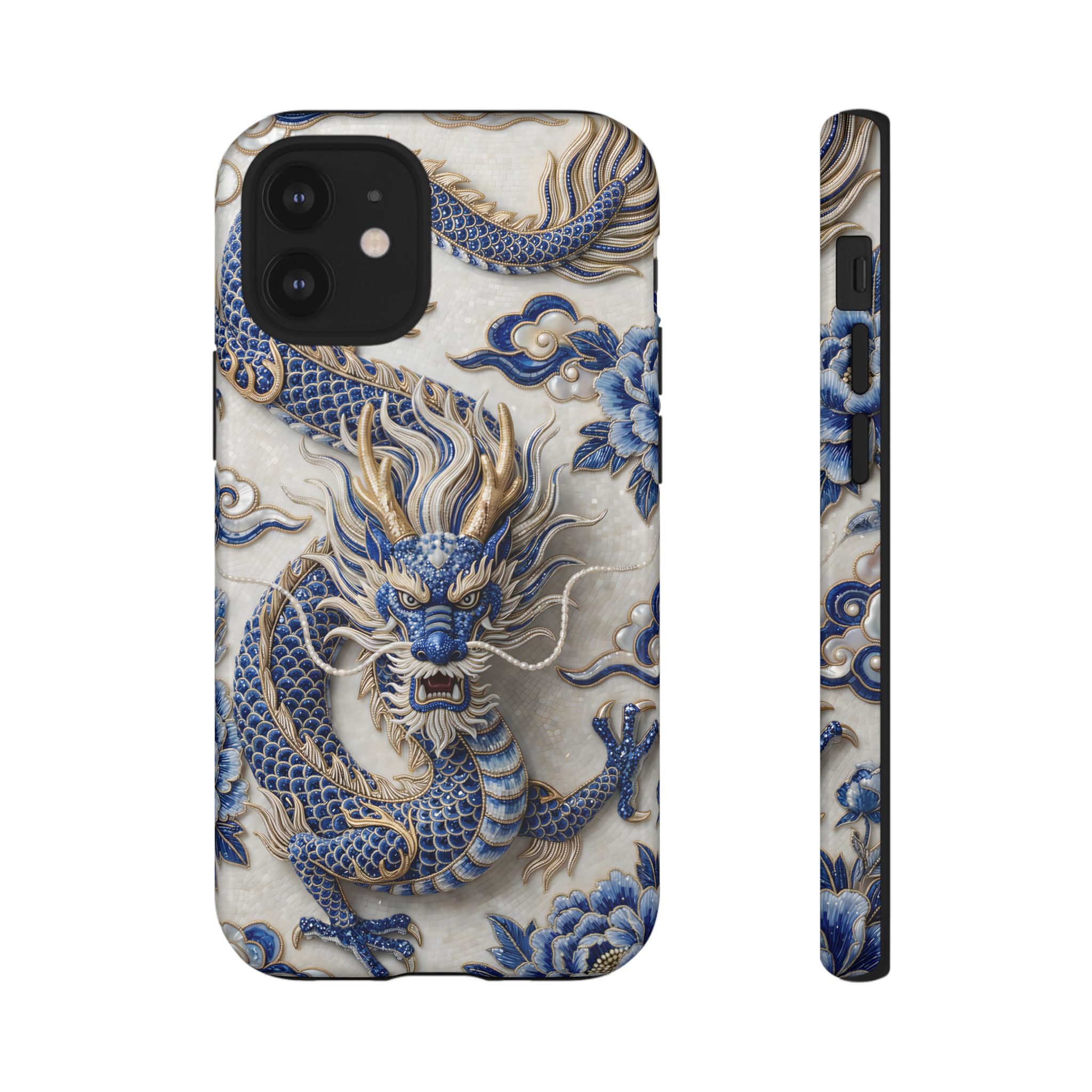 Asian Zodiac Dragon iPhone Case | Blue & White Porcelain Luxury Protective Case | Year of the Dragon Gift