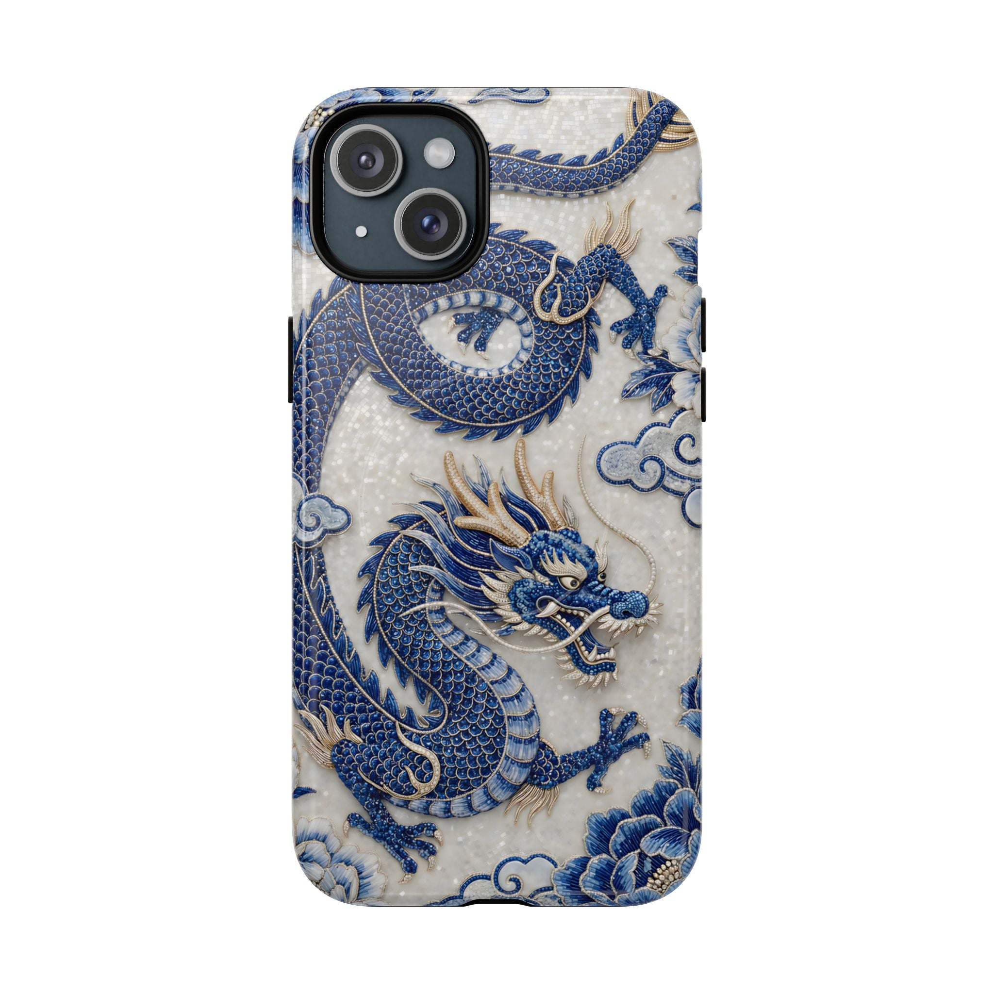 Asian Zodiac Dragon MagSafe iPhone Case V2 | Blue & White Porcelain Luxury Protective Case | Year of the Dragon Gift