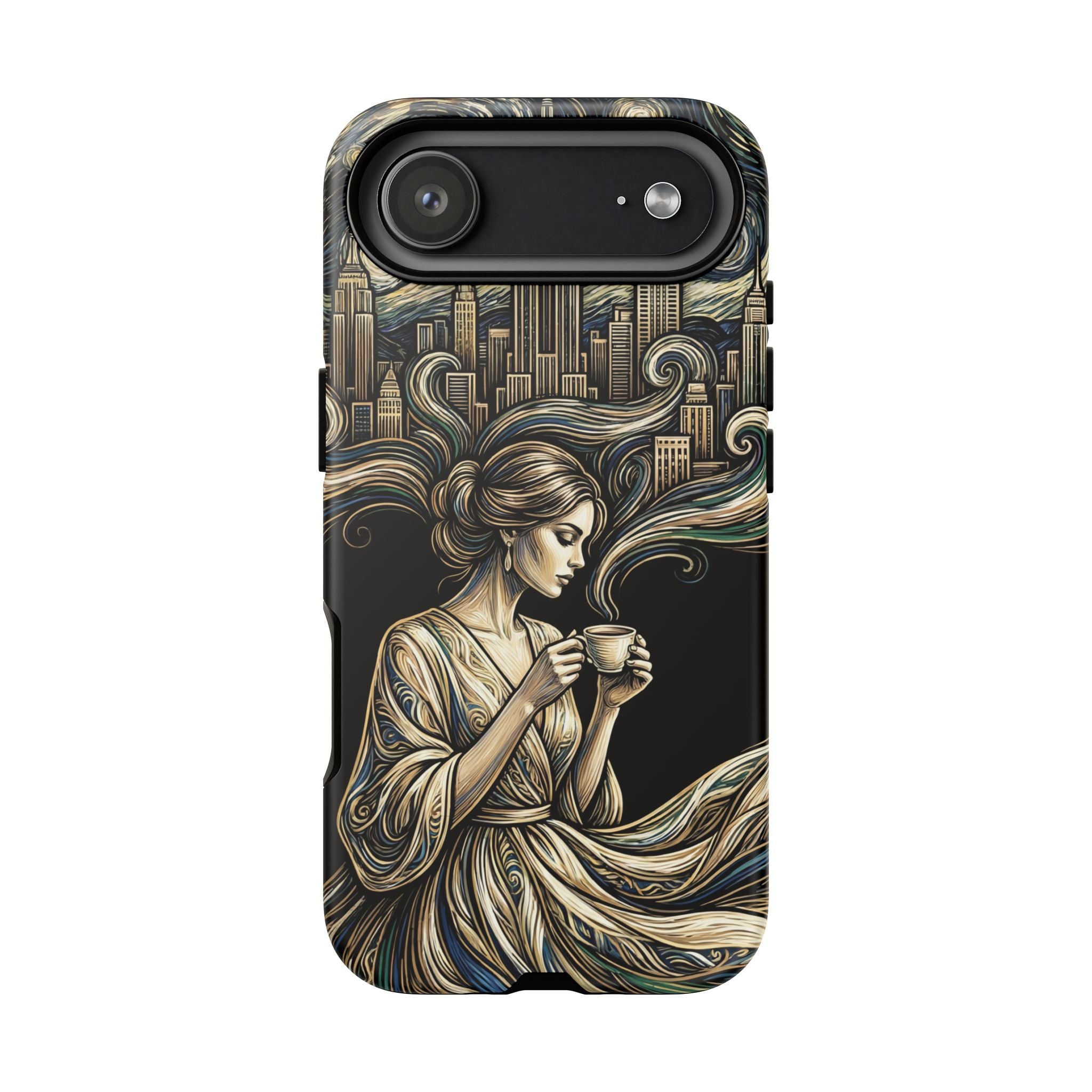 Vintage Cityscape Woman Tea Art iPhone Case