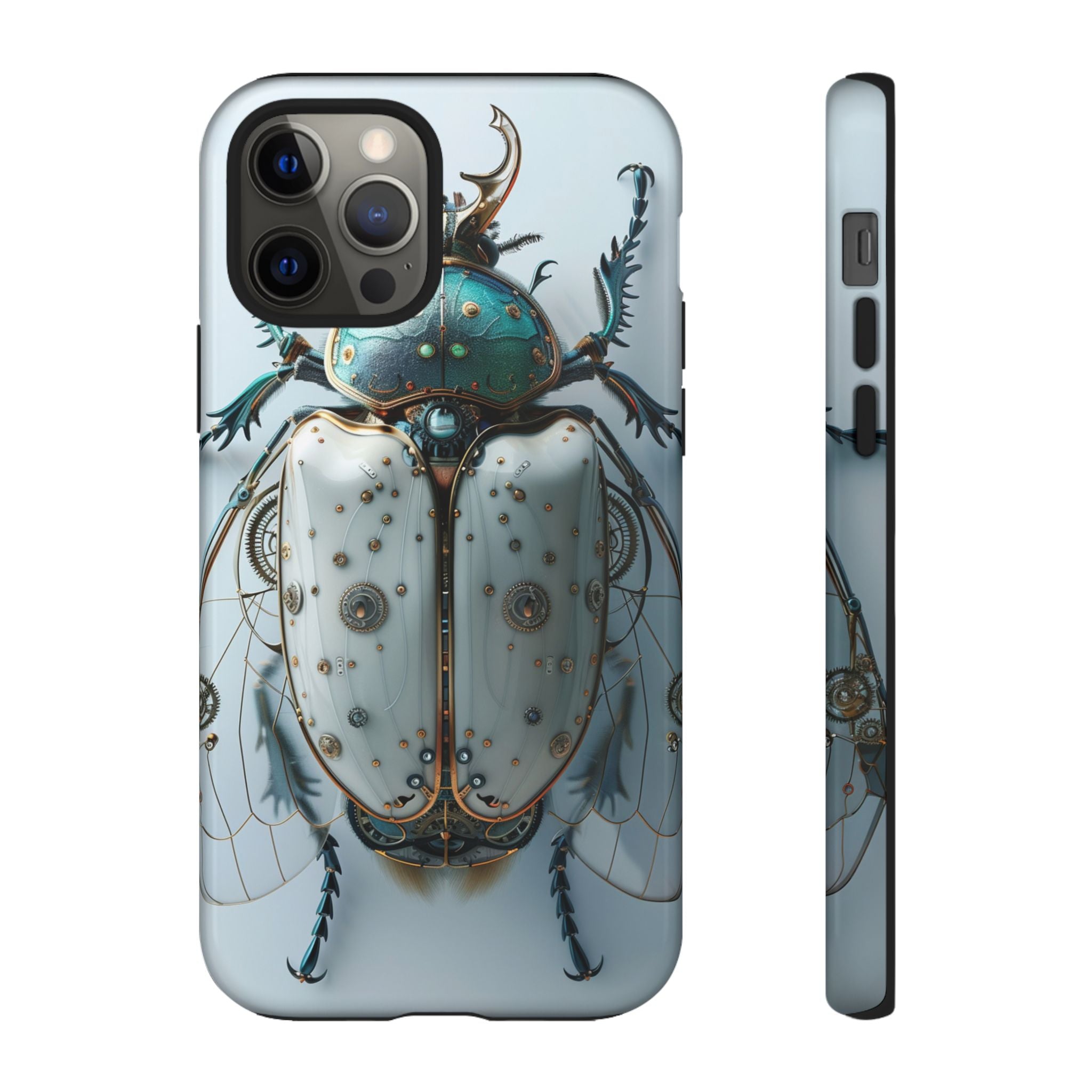 Steampunk White Beetle Protective Tough iPhone Case