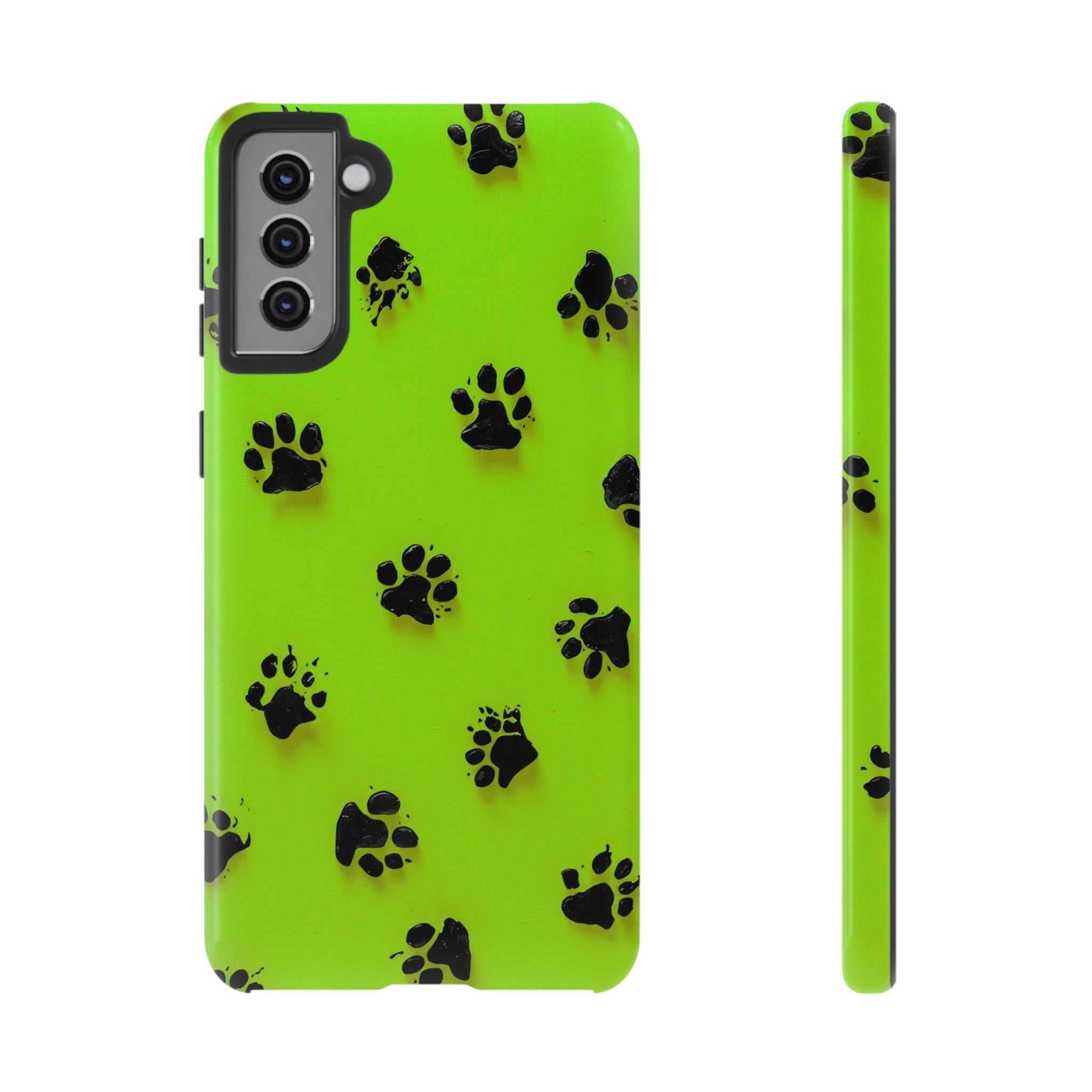 Neon Paw Print Tough Samsung Galaxy Case — Shockproof Pet Lover iPhone Cover