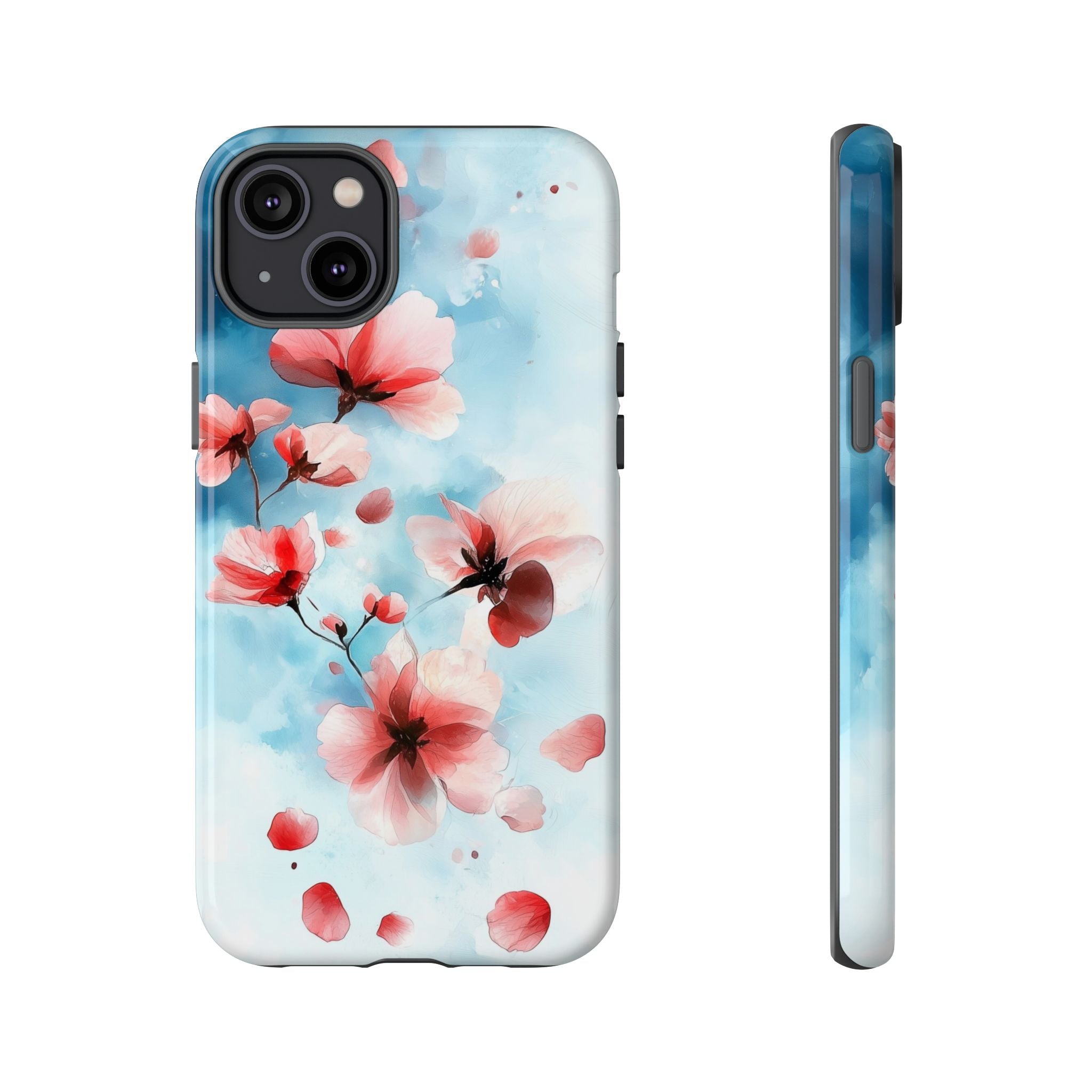 Floral Cherry Blossom iPhone Case | Pastel Pink Blue