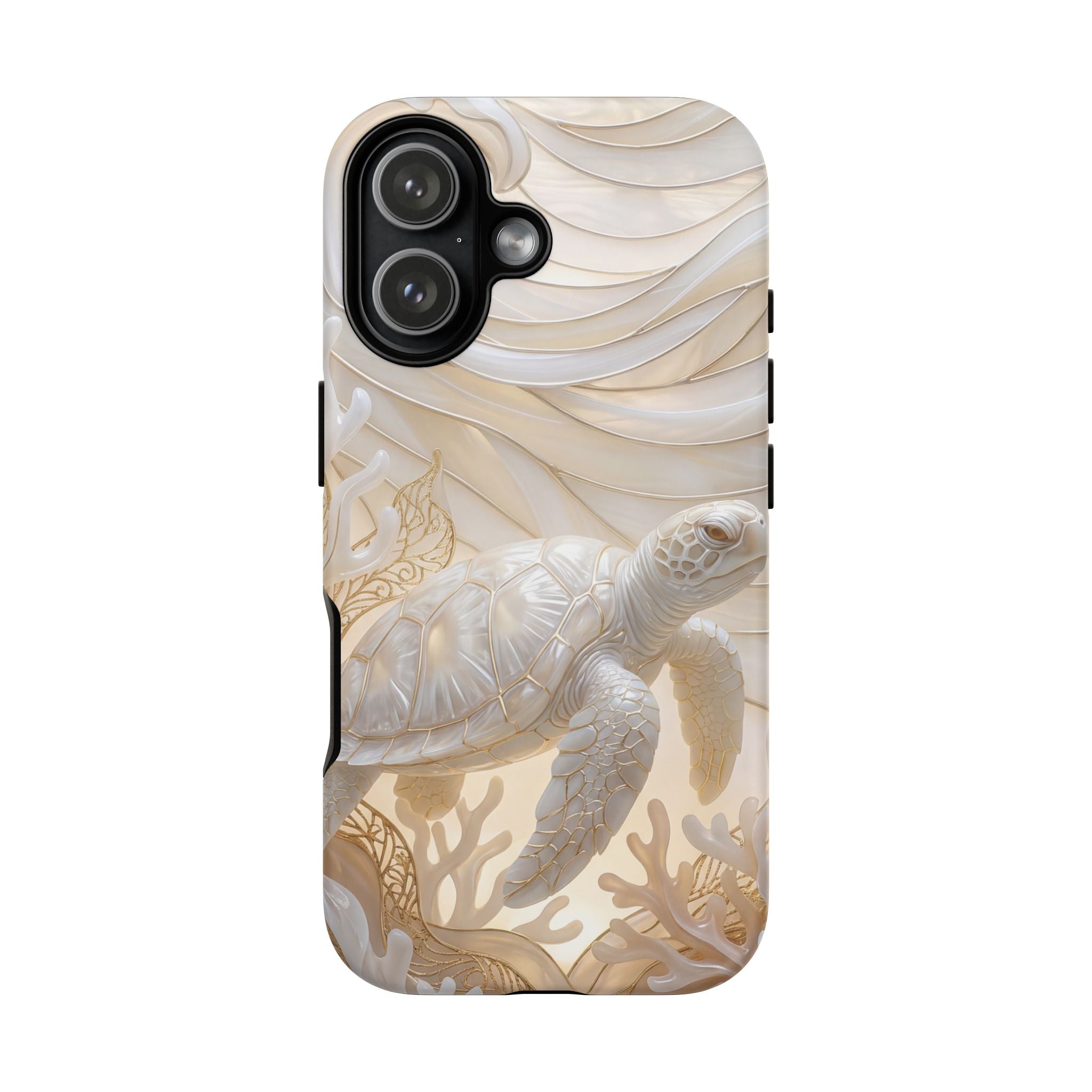 Sea Turtle Tough iPhone Case — Elegant Nautical Coral Design
