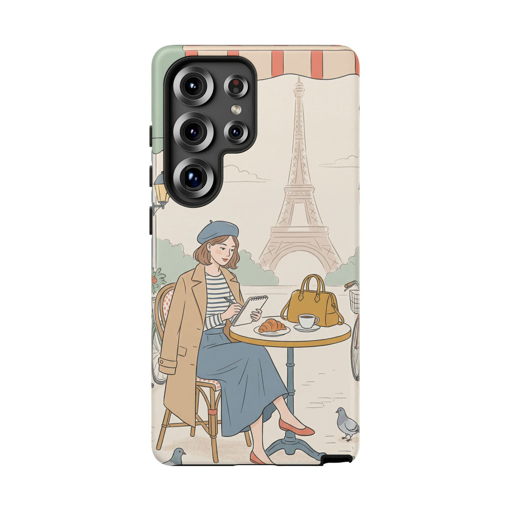 Paris Cafe Samsung Galaxy Phone Case | Cute Vintage Eiffel Tower Travel
