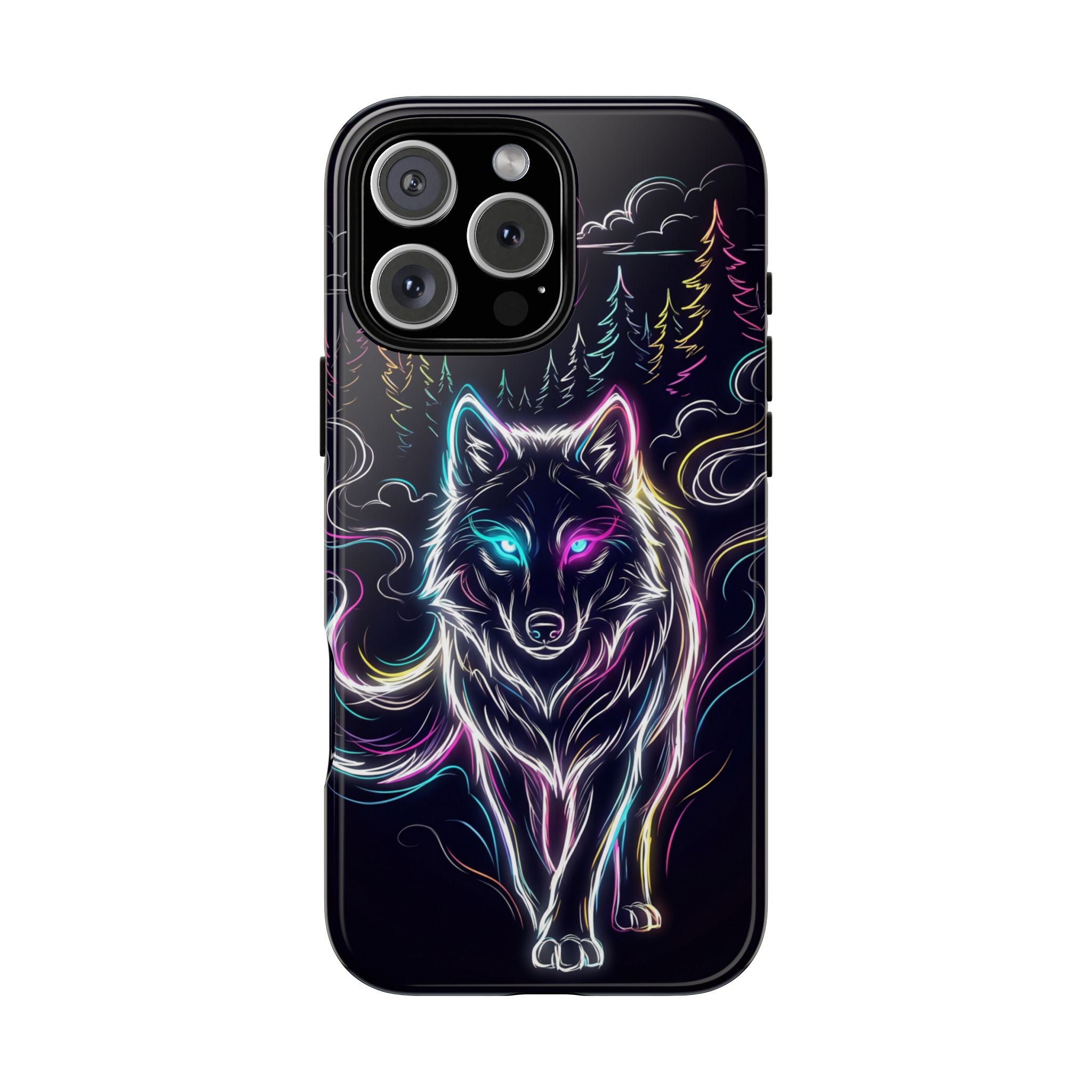 Neon Wolf iPhone Case | Mystic Glow Protective Tough Case