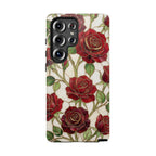 Custodia resistente per Samsung Galaxy con motivo floreale vintage a rosa rossa