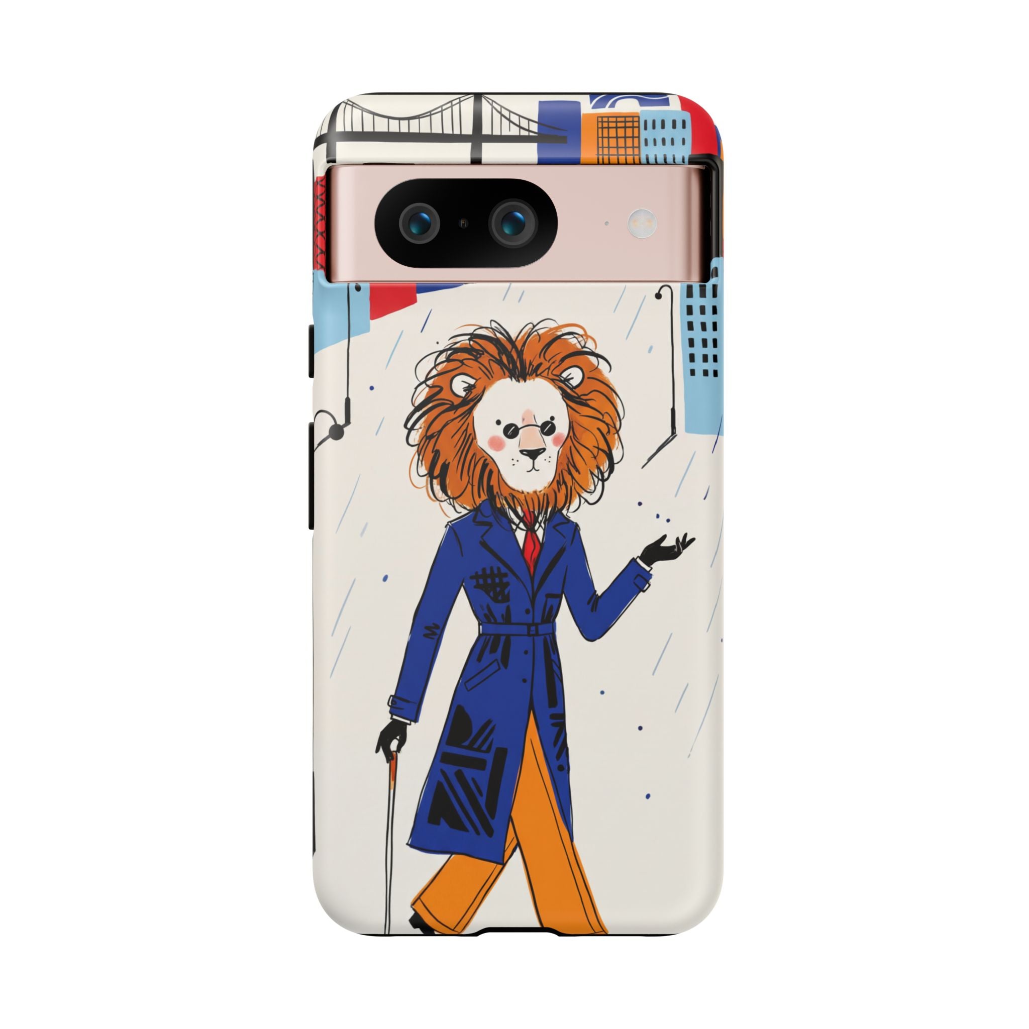 Lion Gentleman Google Pixel Phone Case | Dapper Lion in City Rain