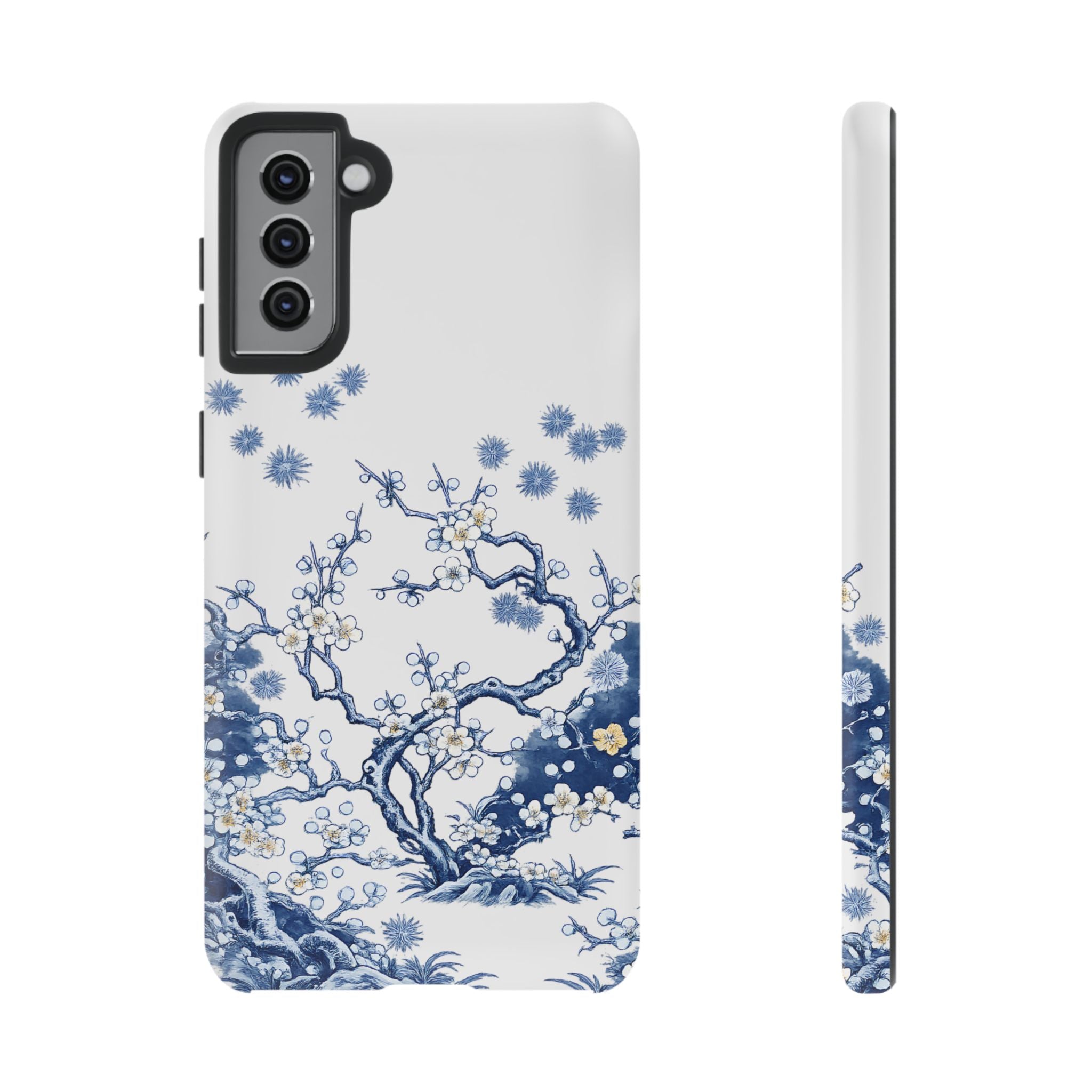 Vintage Blue White Porcelain Samsung Galaxy Phone Case | Chinoiserie Floral Tough Cover