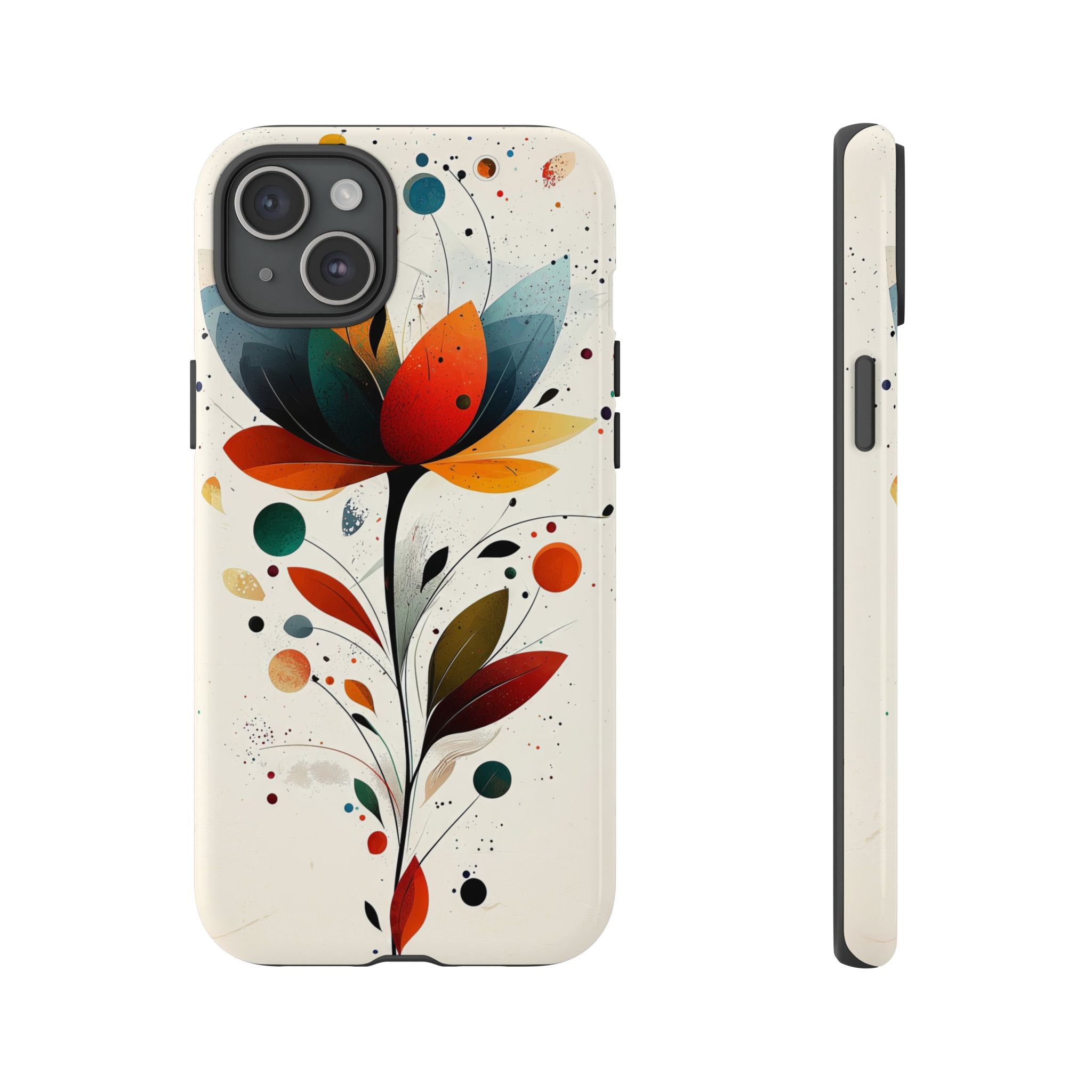 Floral Abstract Tough iPhone Case | Colourful Lotus Art Protective Cover