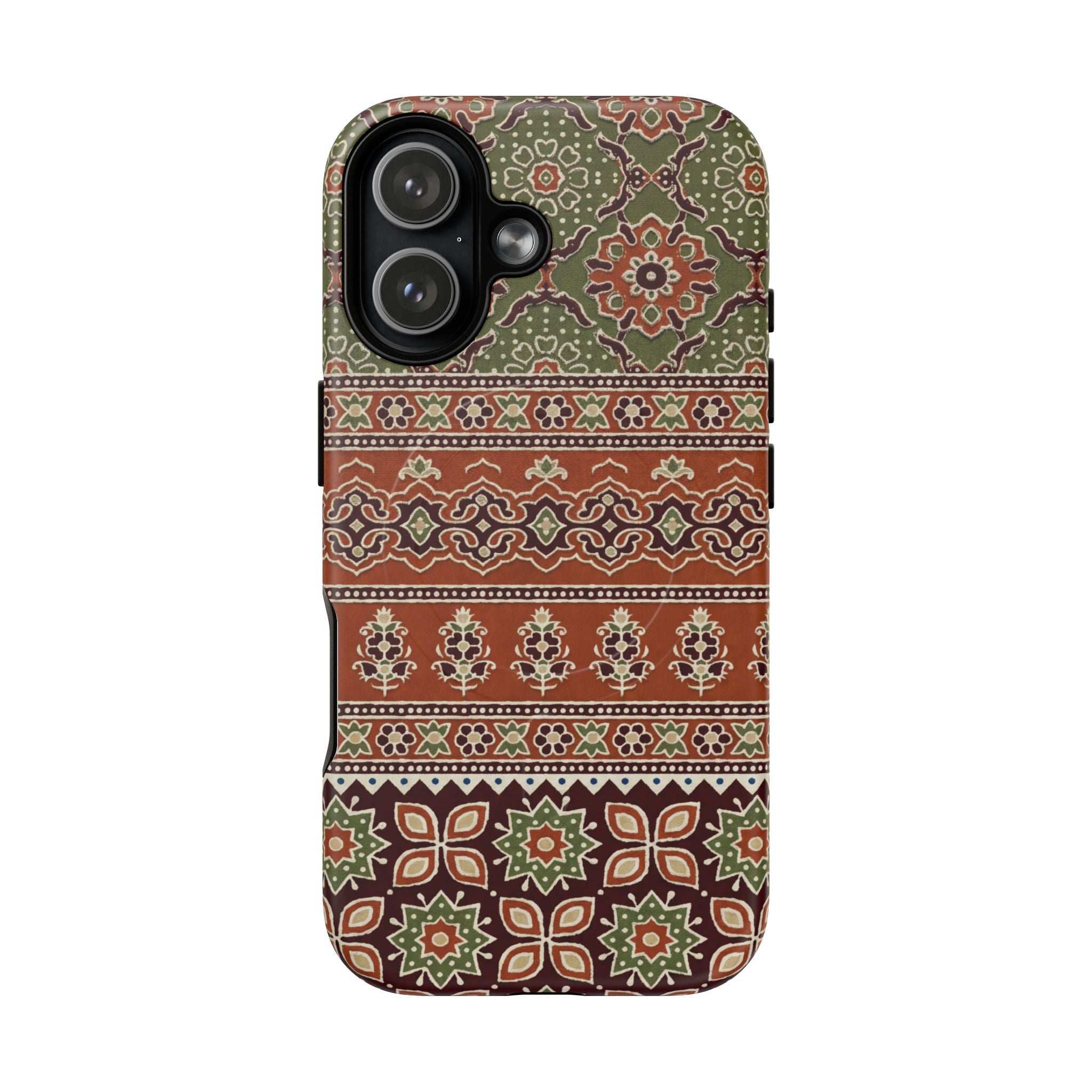 Batik Floral Protective Tough MagSafe iPhone Case