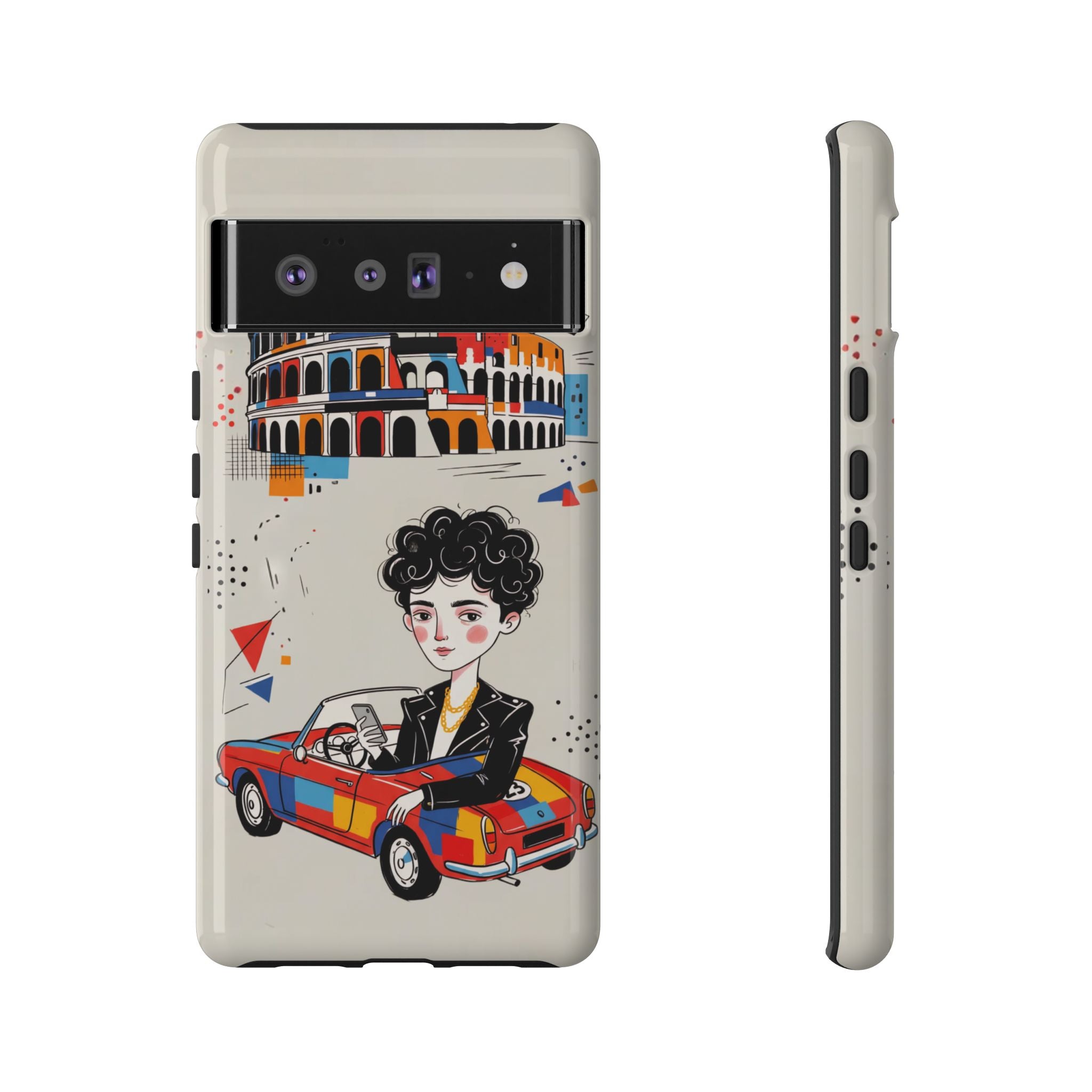 Retro Mille Miglia Car Illustration with Driver Google Pixel Phone Case