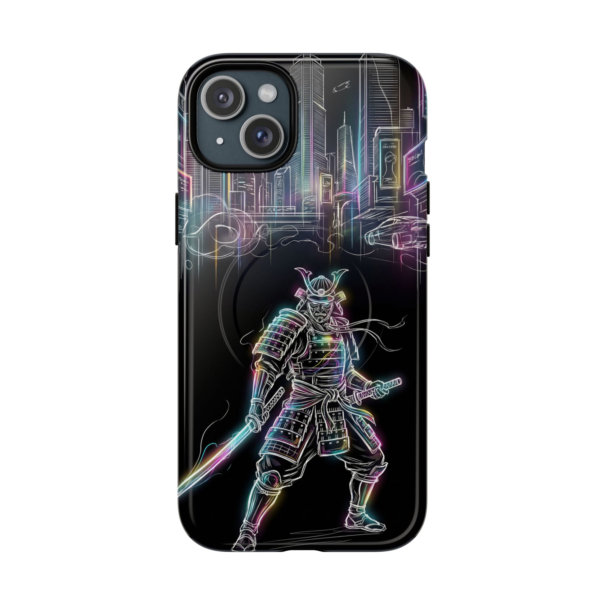 Neon Samurai MagSafe iPhone Case | Cyberpunk City Armor
