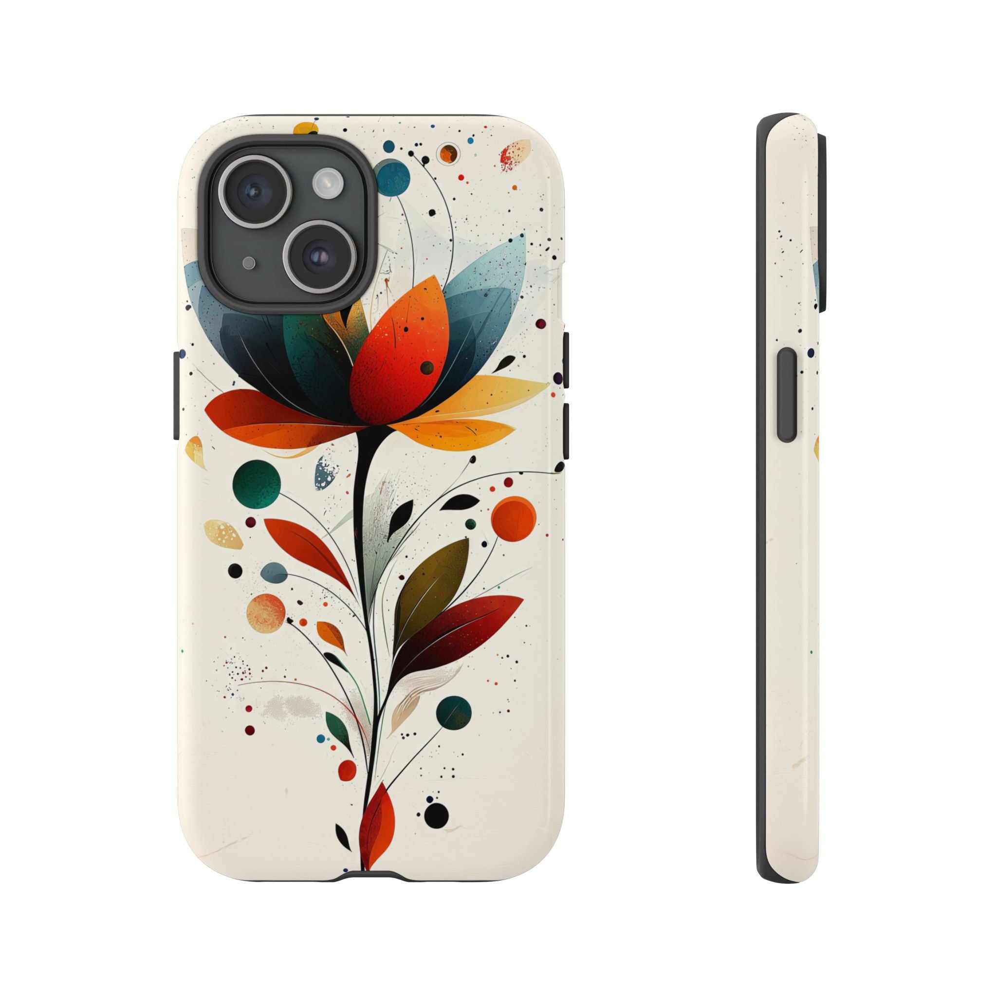 Floral Abstract Tough iPhone Case | Colourful Lotus Art Protective Cover