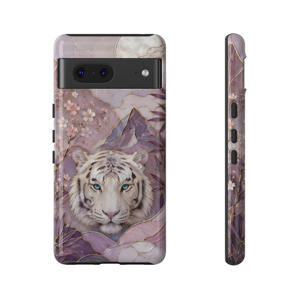 White Tiger Google Pixel Phone Case | Cherry Blossom Art Cover