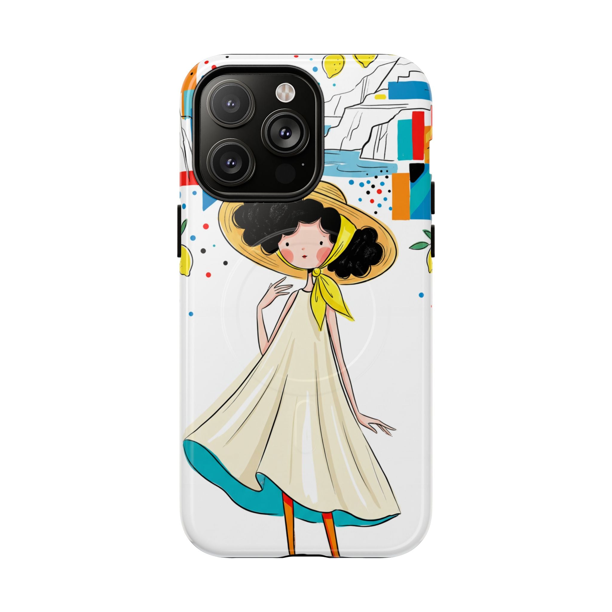 Cute Summer Girl MagSafe iPhone Case | Whimsical Coastal Illustration Protective Case