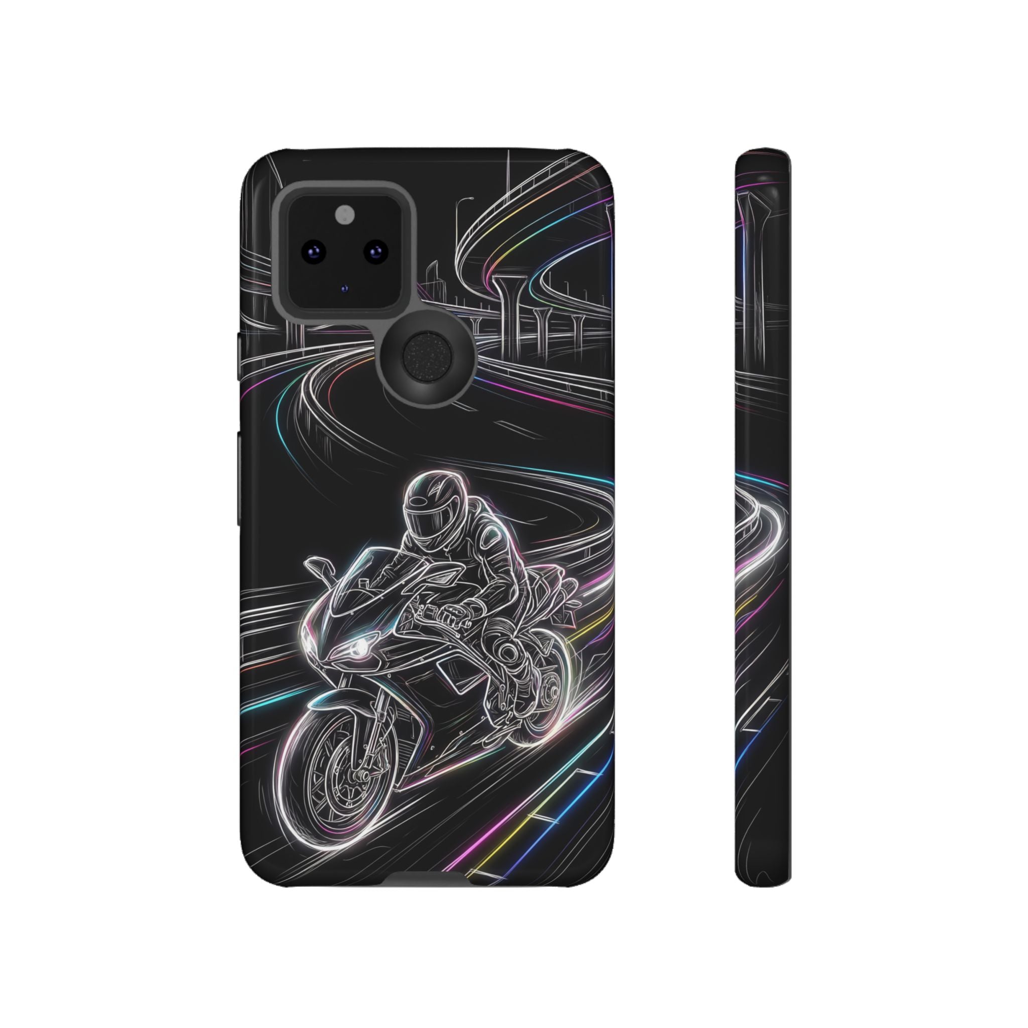 Neon Night Rider Google Pixel Phone Case | Motorcycle Racing Protective Cover