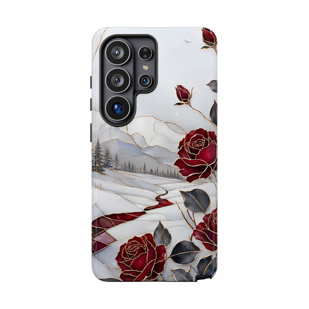 Winter Rose Samsung Galaxy Phone Case | Red Floral Phone Case