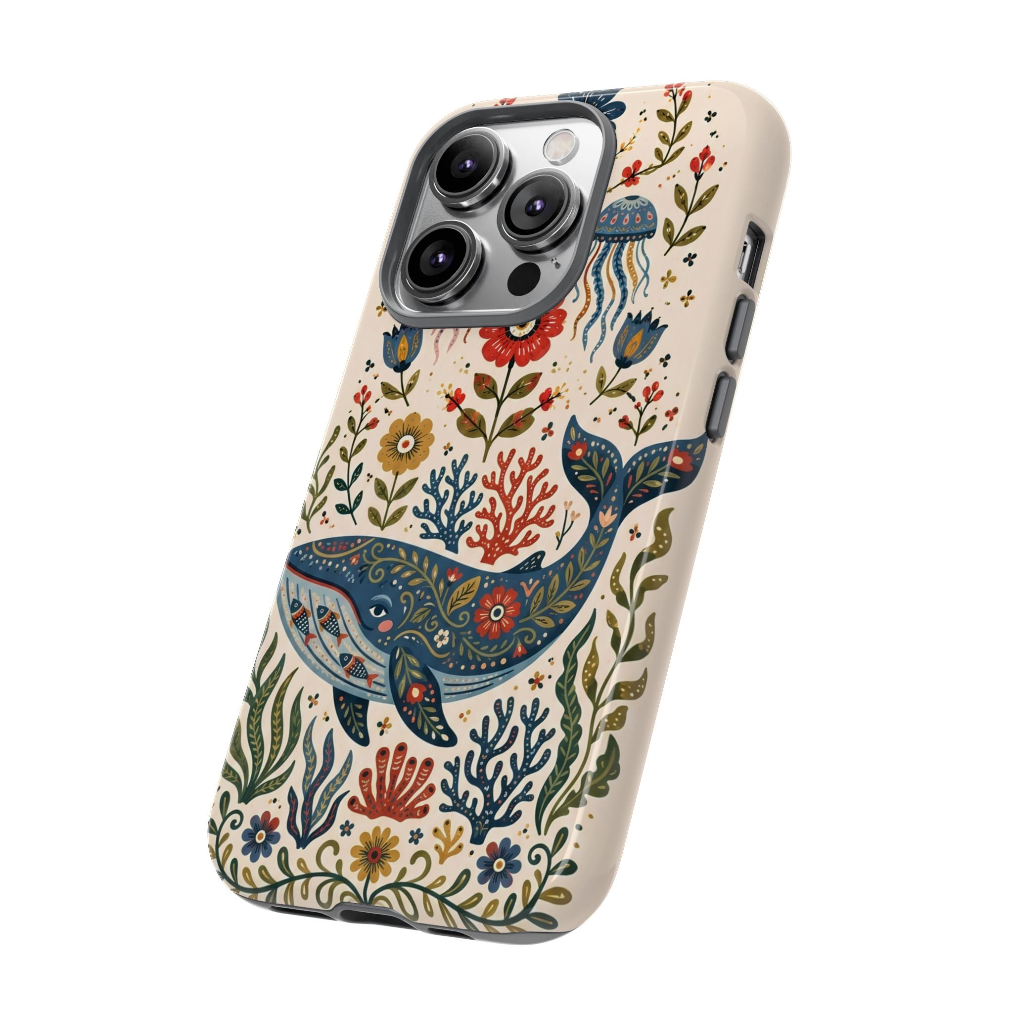 Floral Whale iPhone Case | Boho Marine Pattern Tough Case
