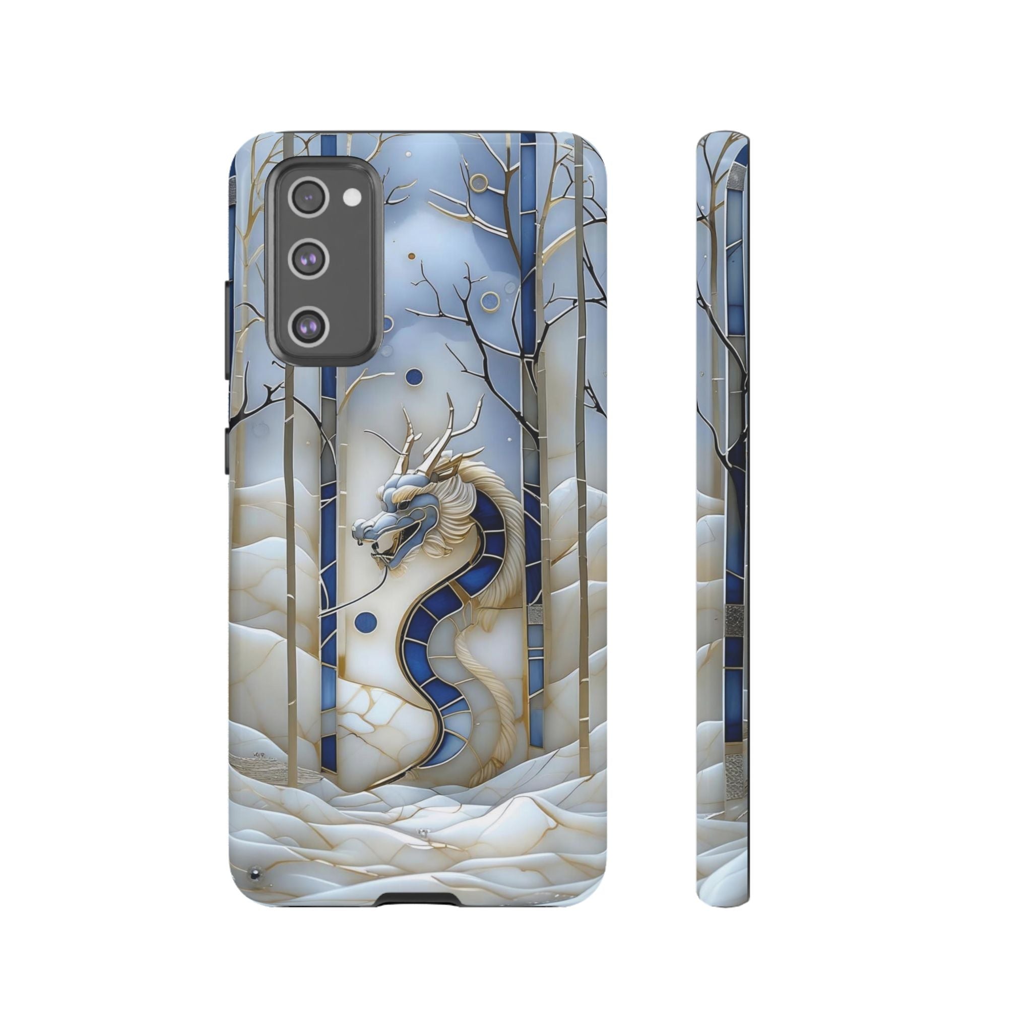 Dragon Stained Glass Samsung Galaxy Case — Blue Winter Forest Protective Cover