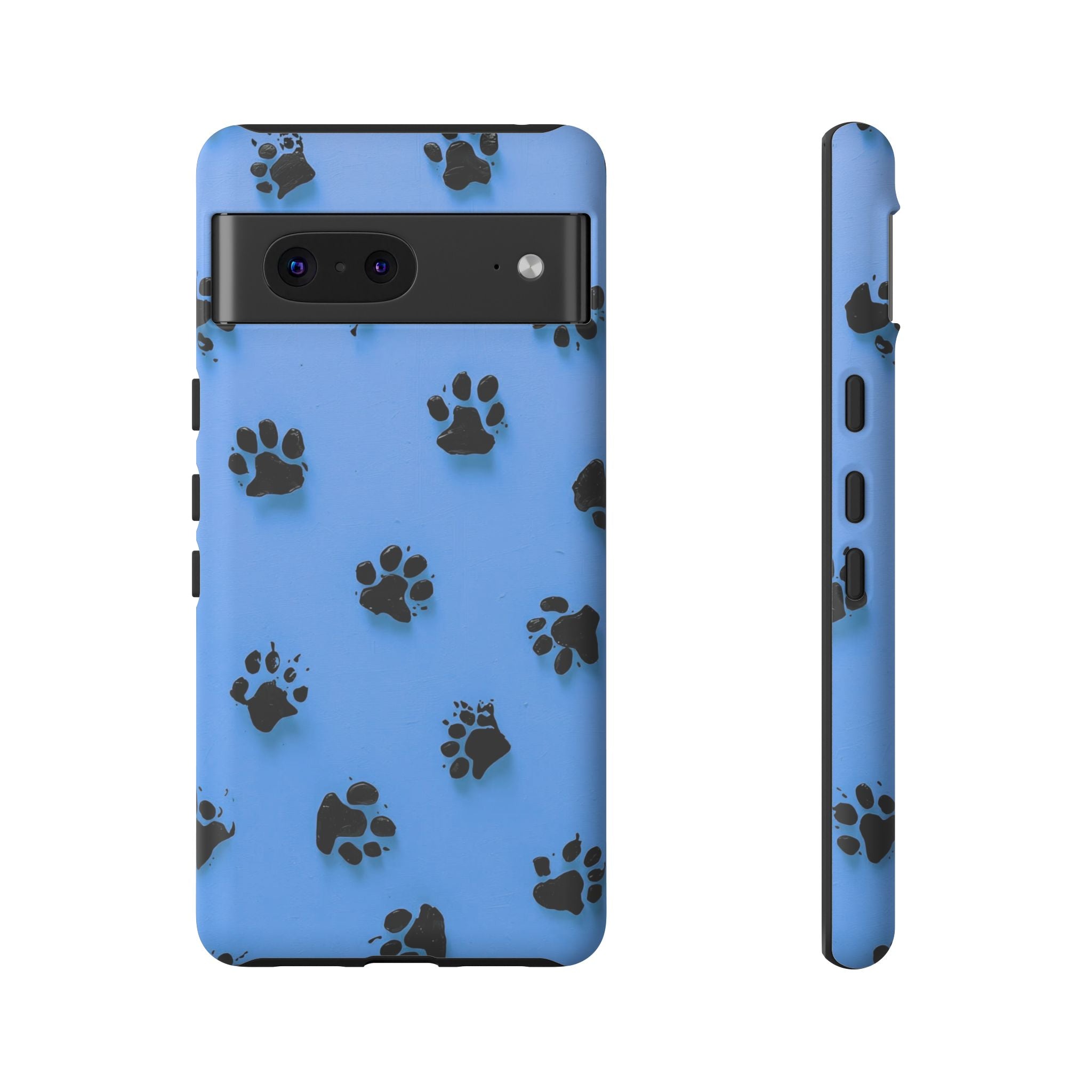 Blue Paw Print Tough Google Pixel Case — Protective Dog & Cat Lover Cover