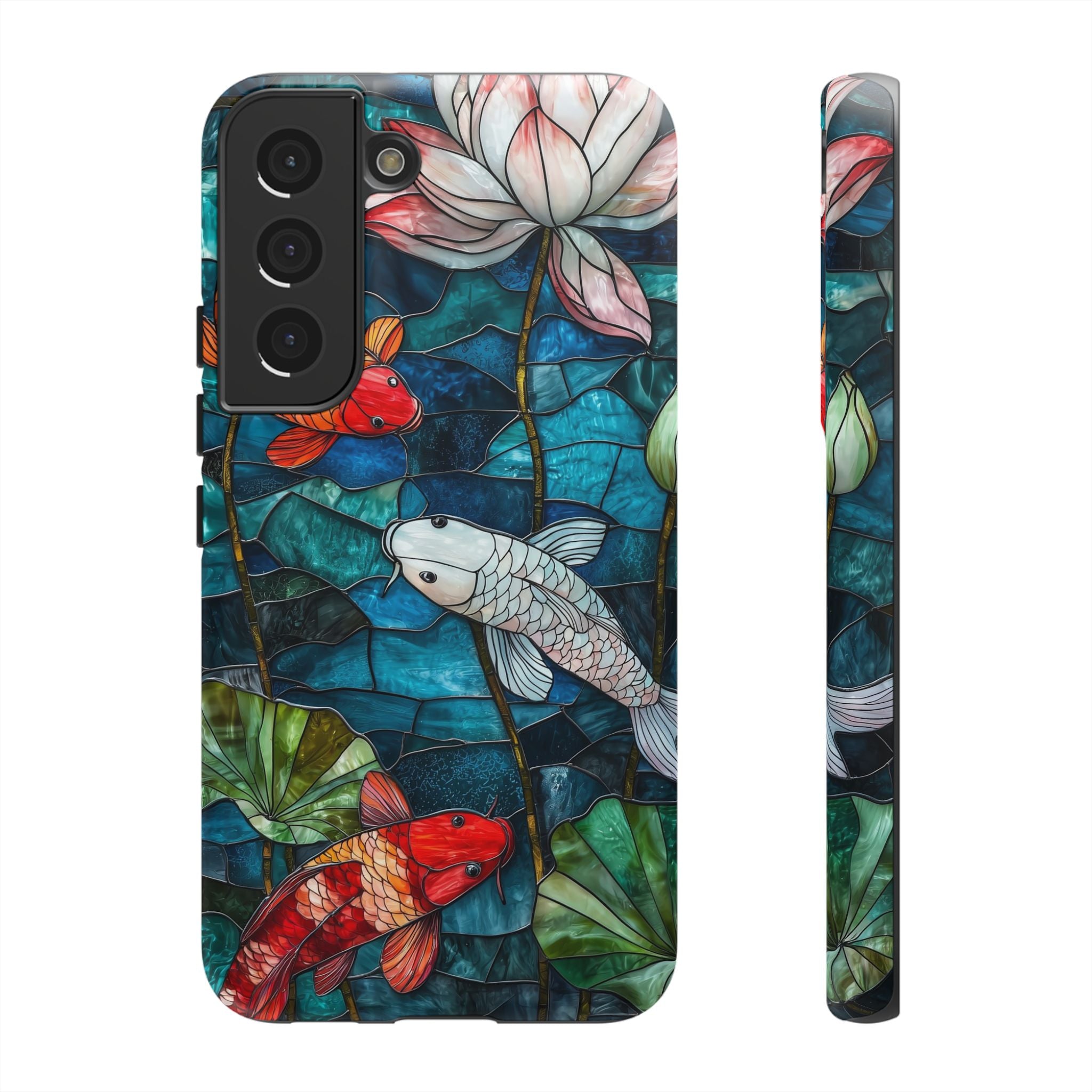 Koi Pond Tough Samsung Galaxy Case — Stained Glass Lotus & Koi Design