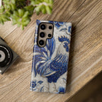 Asian Zodiac Rooster Samsung Galaxy Phone Case | Blue & White Porcelain Slim Shockproof Case | Year of the Rooster Gift