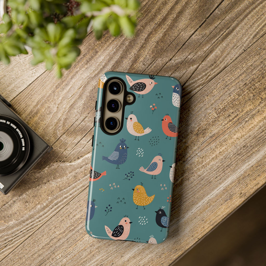 Colorful Bird Samsung Galaxy Phone Case | Cute Bird Pattern Cover
