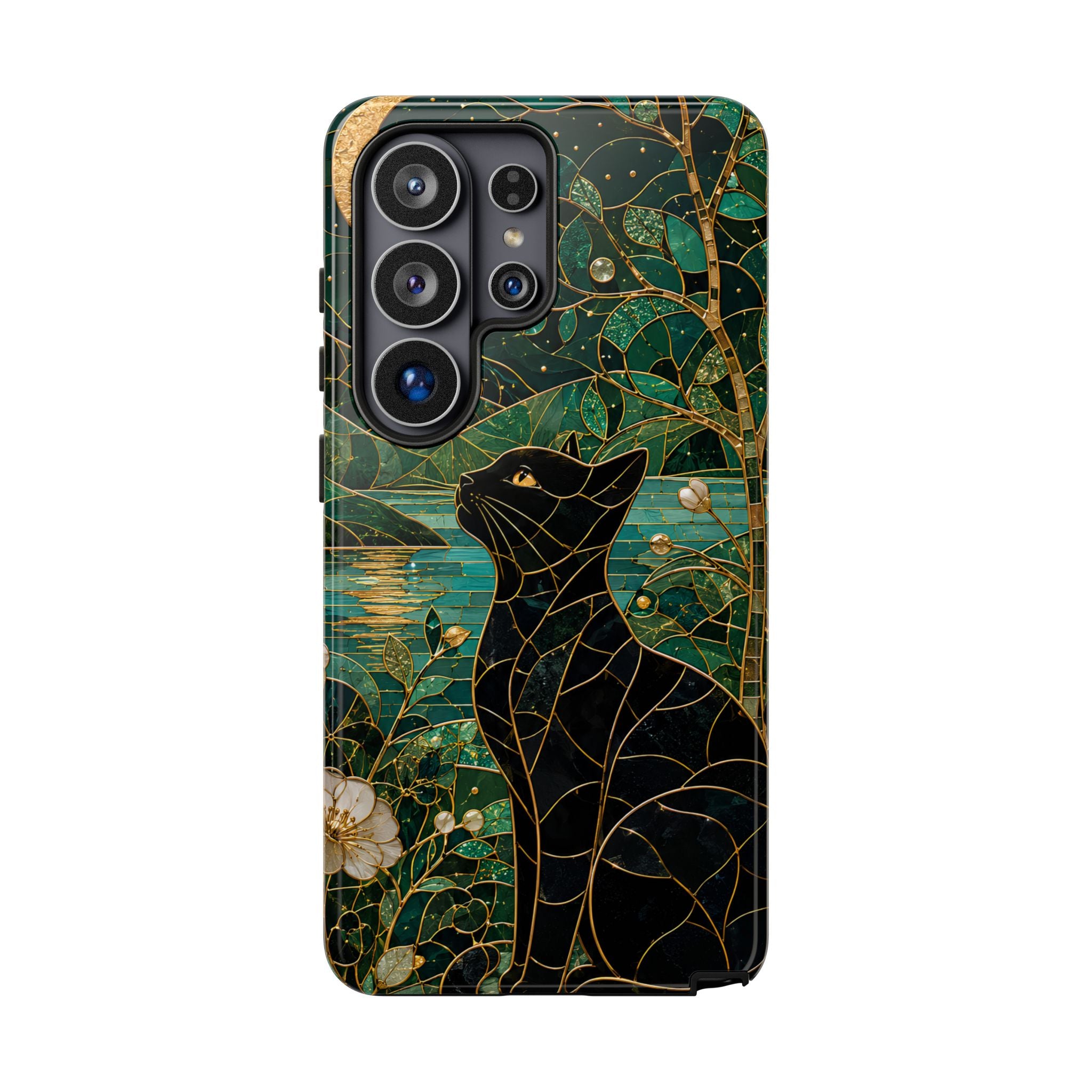 Black Cat Samsung Galaxy Phone Case | Enchanted Cat Art Cover