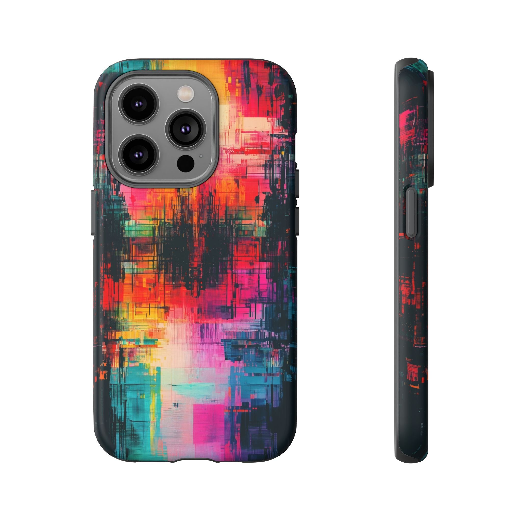 Abstract Neon Glitch Art Tough iPhone Case