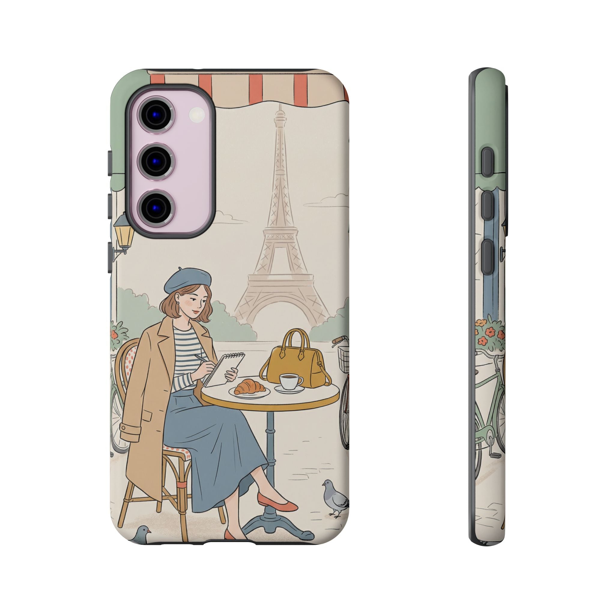 Paris Cafe Samsung Galaxy Phone Case | Cute Vintage Eiffel Tower Travel