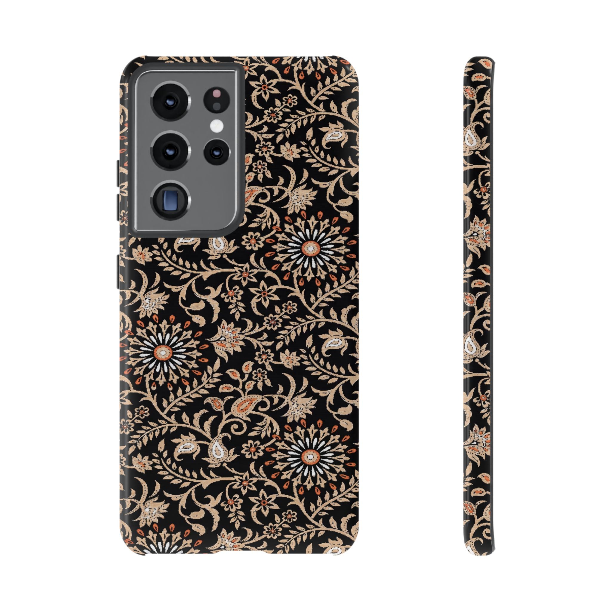 Batik Floral Black Ornate Daisies Tough Samsung Galaxy Case