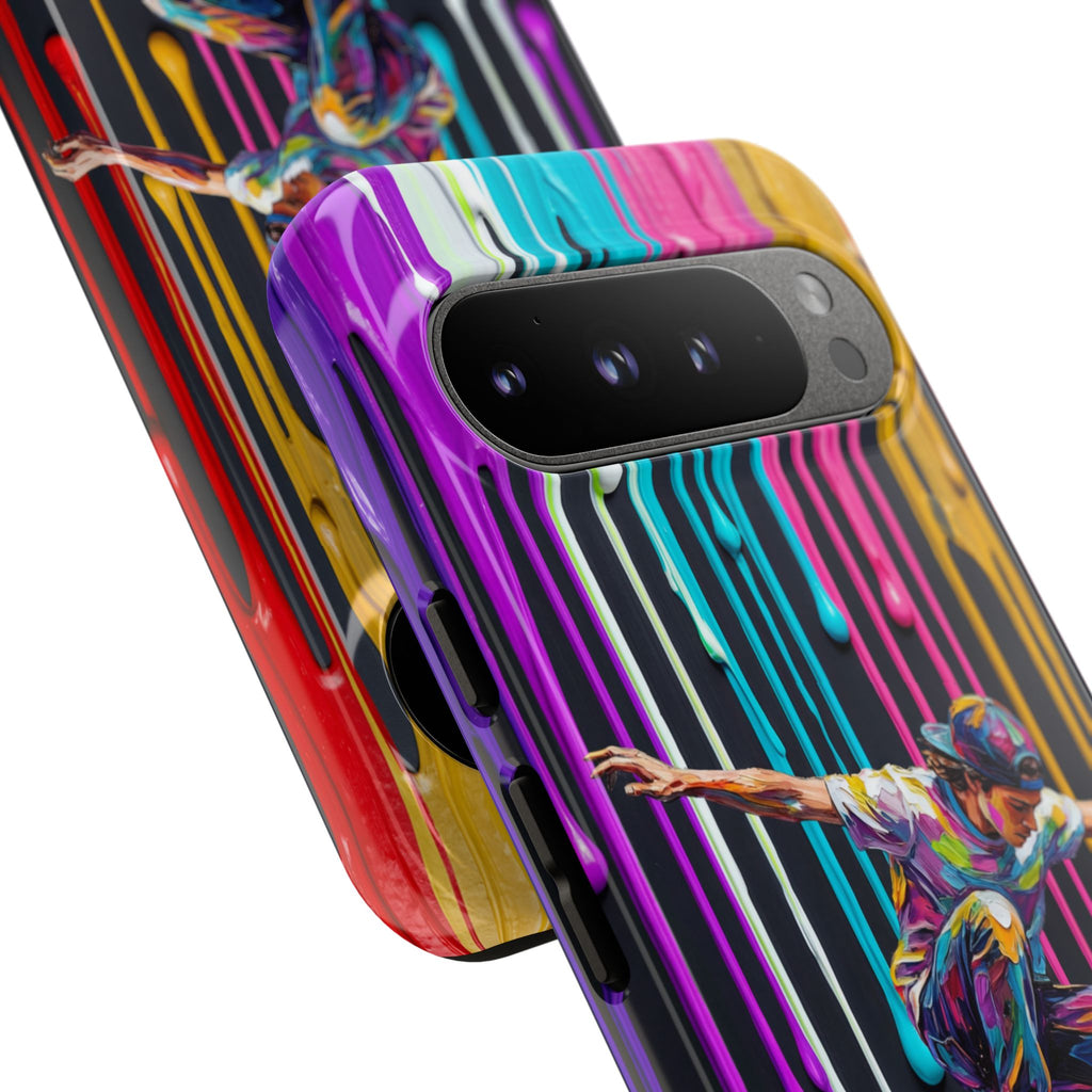 Custodia per telefono Google Pixel "Skateboarder Splash" arte colorata a goccia