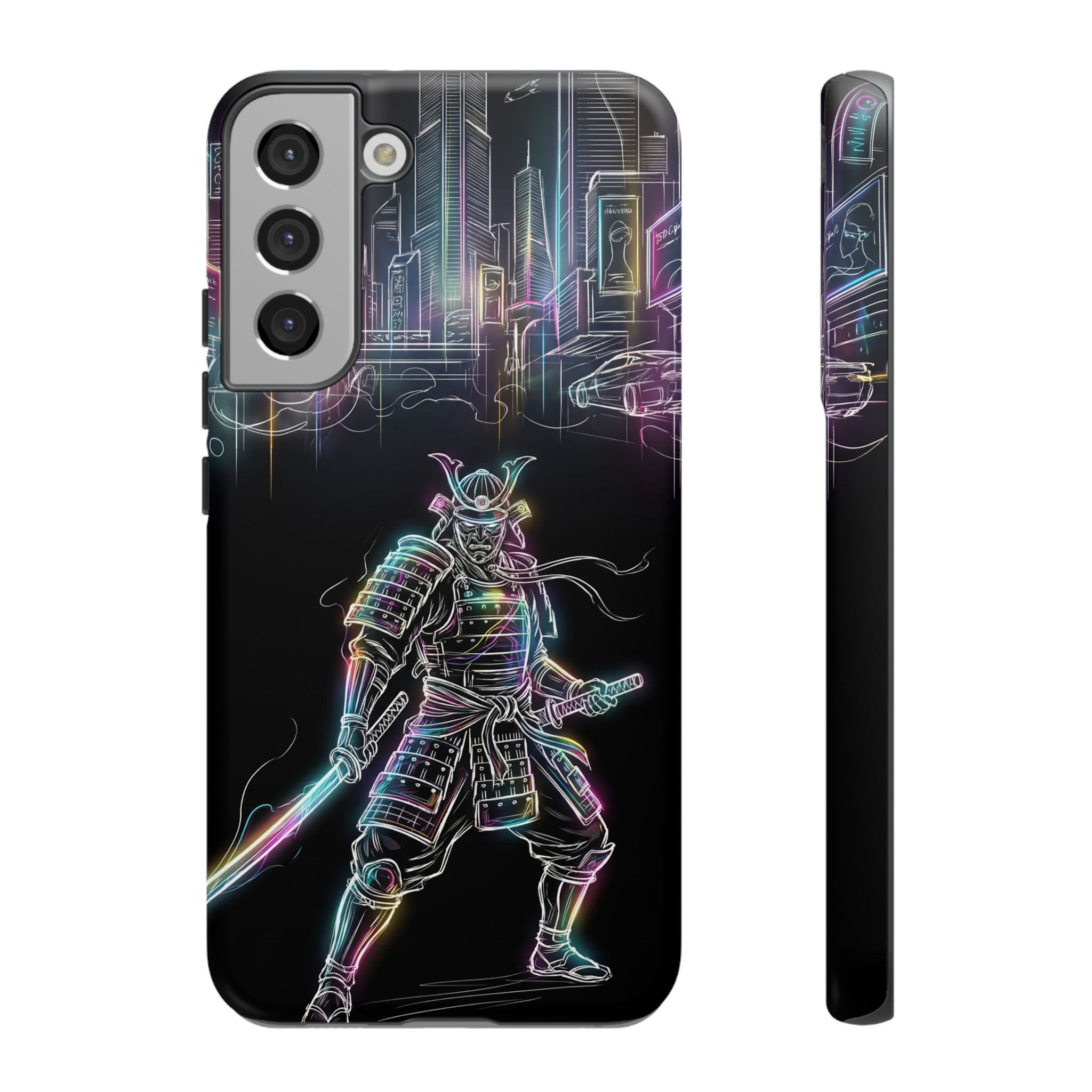 Neon Samurai Samsung Galaxy Phone Case | Cyberpunk City Armor
