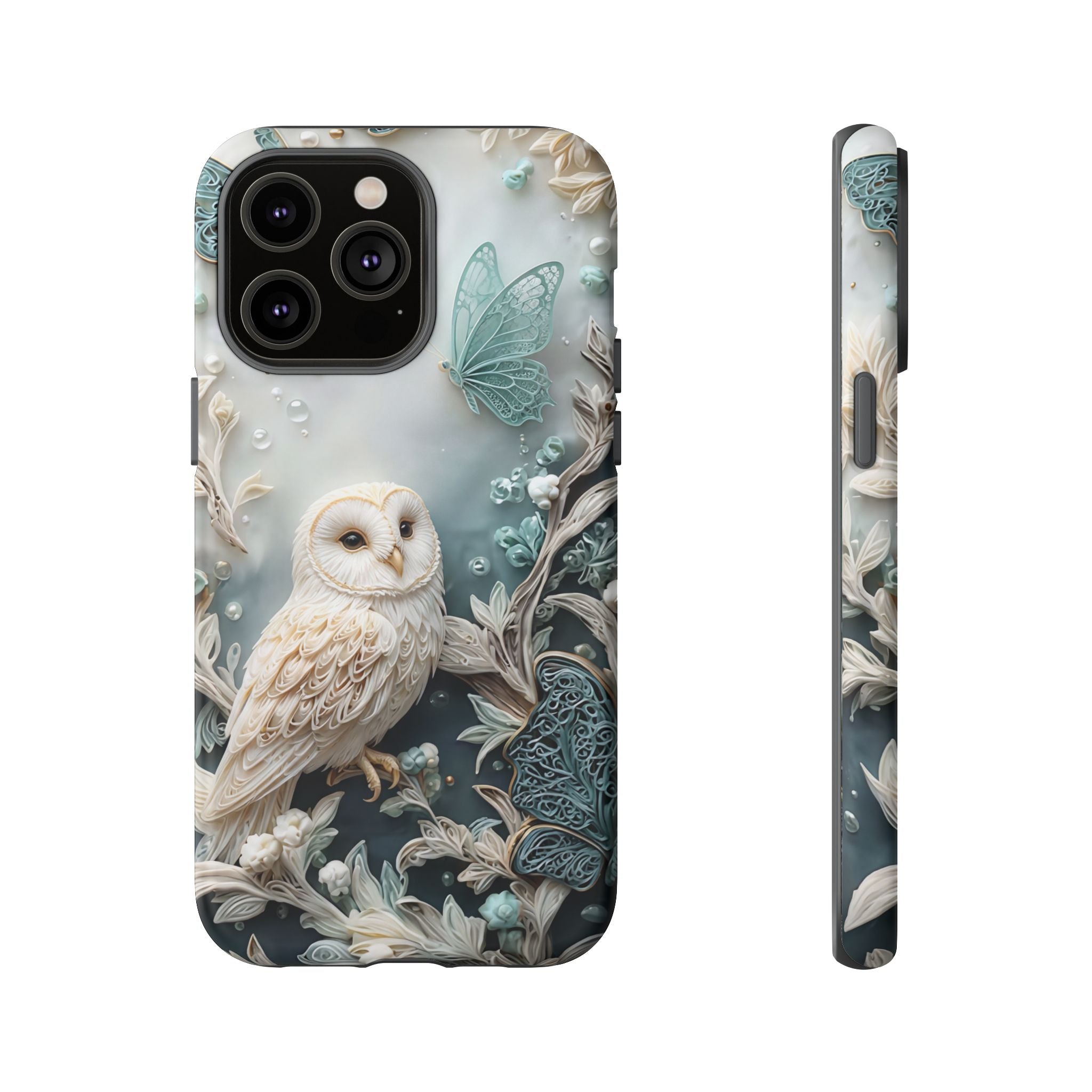 Barn Owl & Butterflies Tough iPhone Case