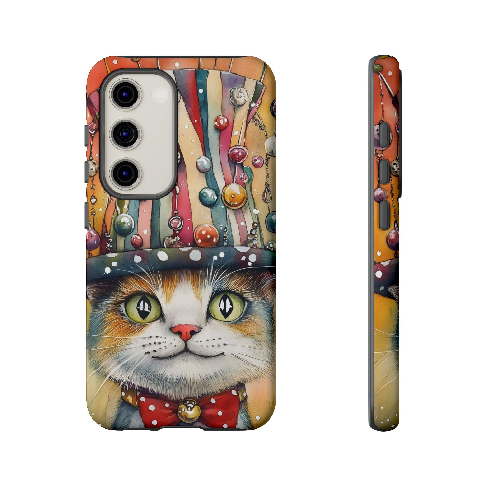 Cat in Colourful Top Hat Samsung Galaxy Case — Whimsical Cat Art iPhone Case