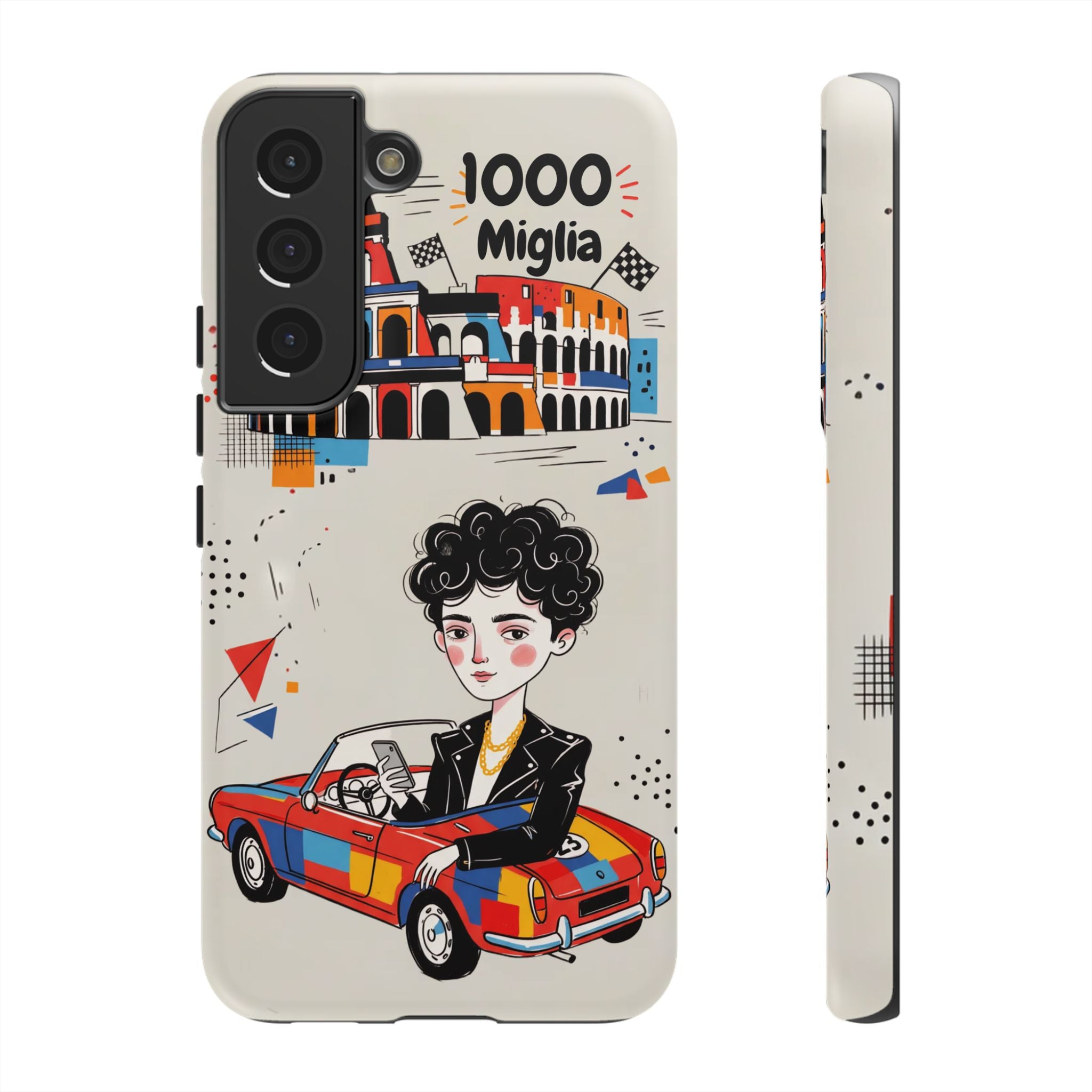 Retro Mille Miglia Car Illustration with Driver Samsung Galaxy Phone Case