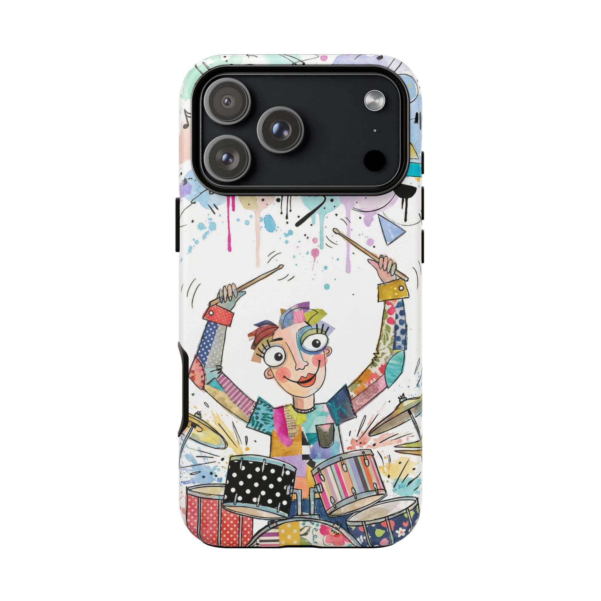 Drummer Boy iPhone Case | Colorful Cartoon Drum Kit Protective Cover