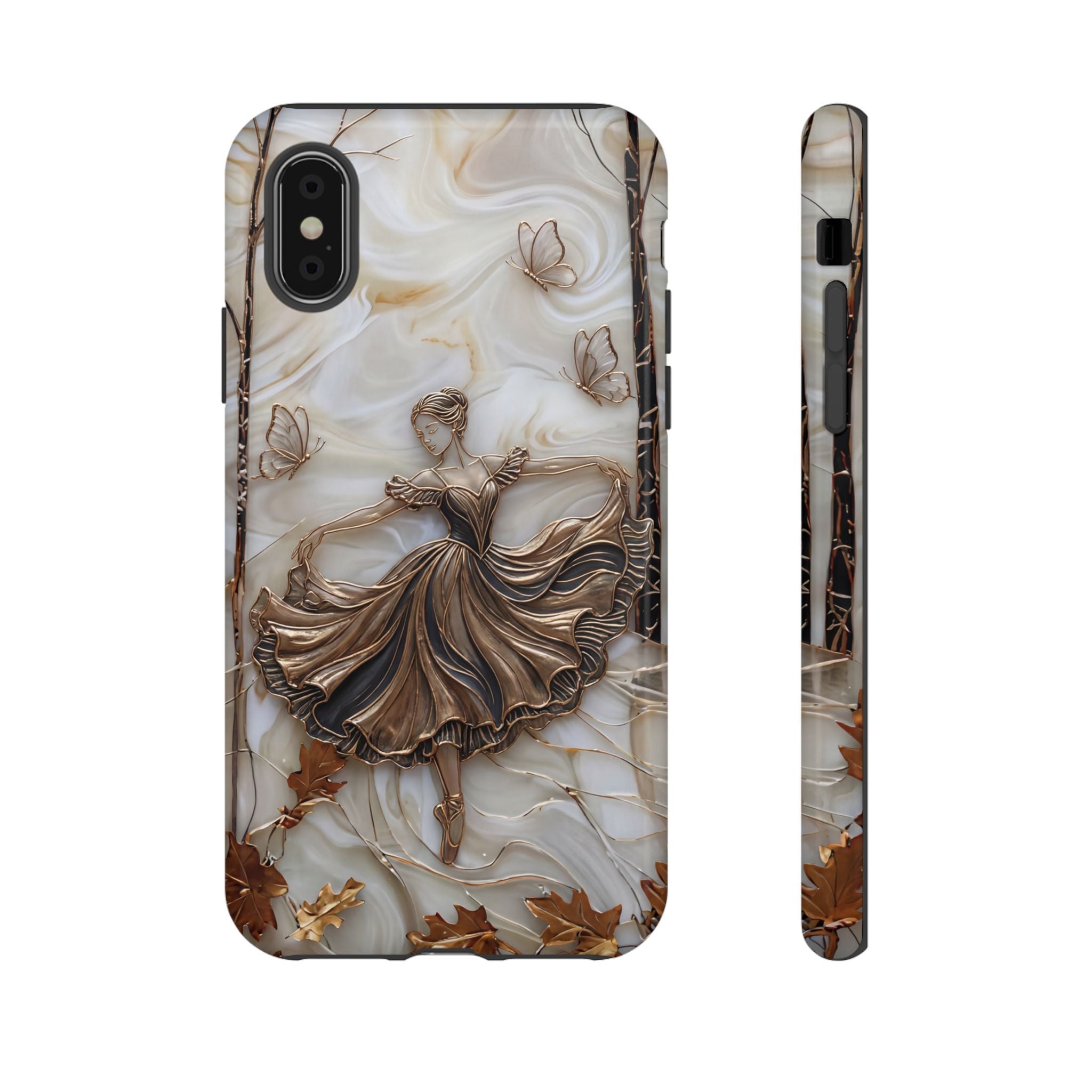 Elegant Bronze Ballerina Dance Design iPhone Case