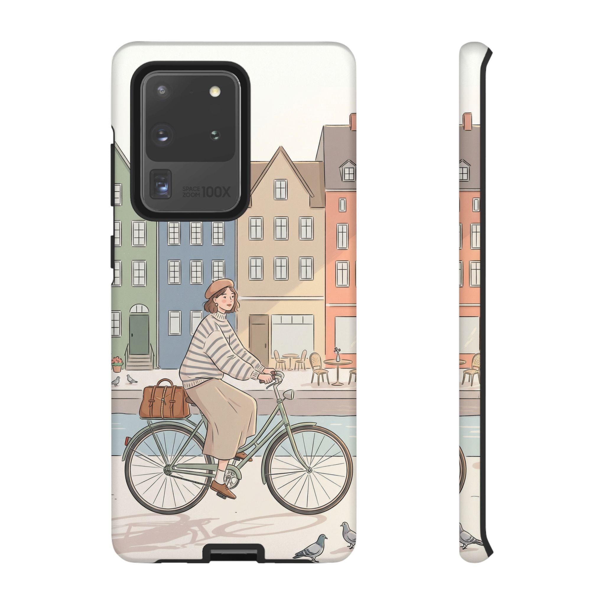 City Bike Samsung Galaxy Phone Case | Cozy European Street Illustration Tough Cases