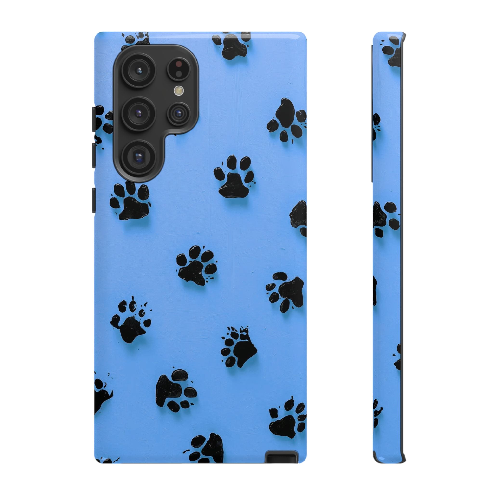 Blue Paw Print Tough Samsung Galaxy Case — Protective Dog & Cat Lover Cover