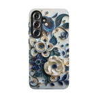 Floral Quilled Art Samsung Galaxy Case — Blue & Cream Decorative Protection