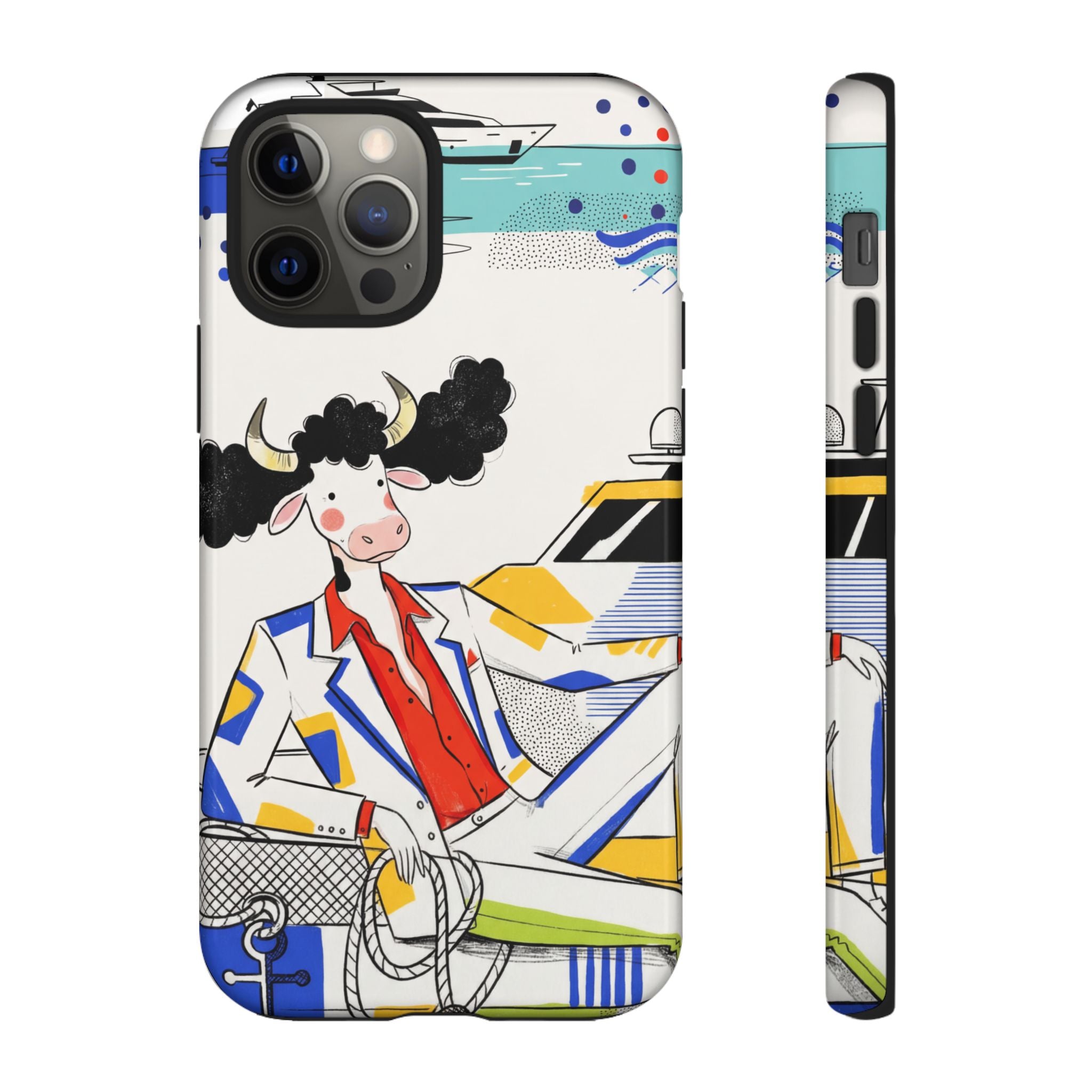 Nautical Cow Graphic Protective iPhone Case